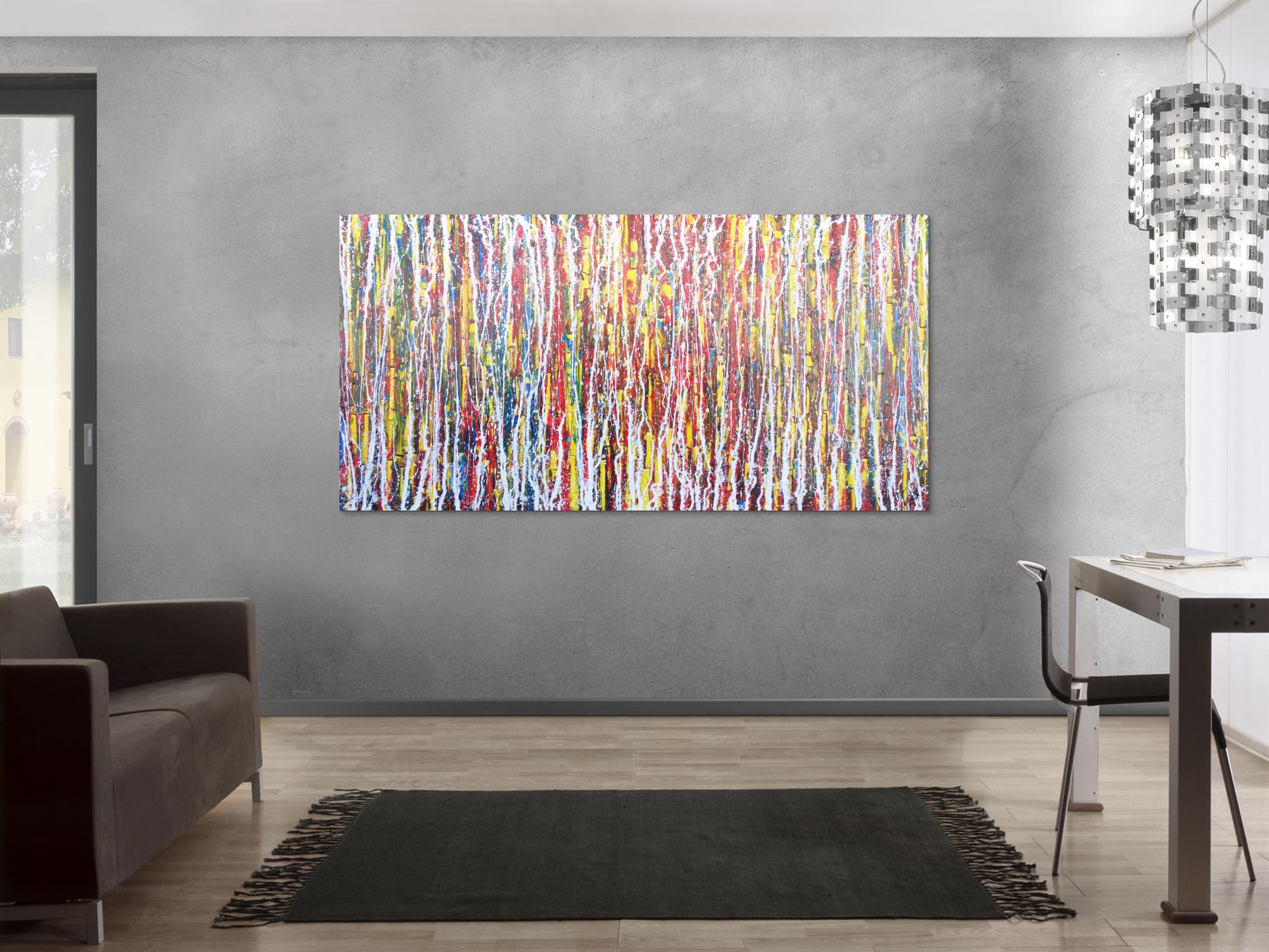 Abstraktes Acrylbild sehr bunt Action Painting Modern Art zeitgenössisch