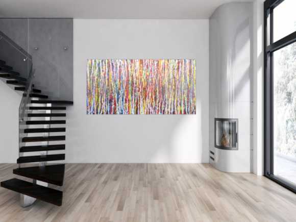 Abstraktes Acrylbild sehr bunt Action Painting Modern Art zeitgenössisch
