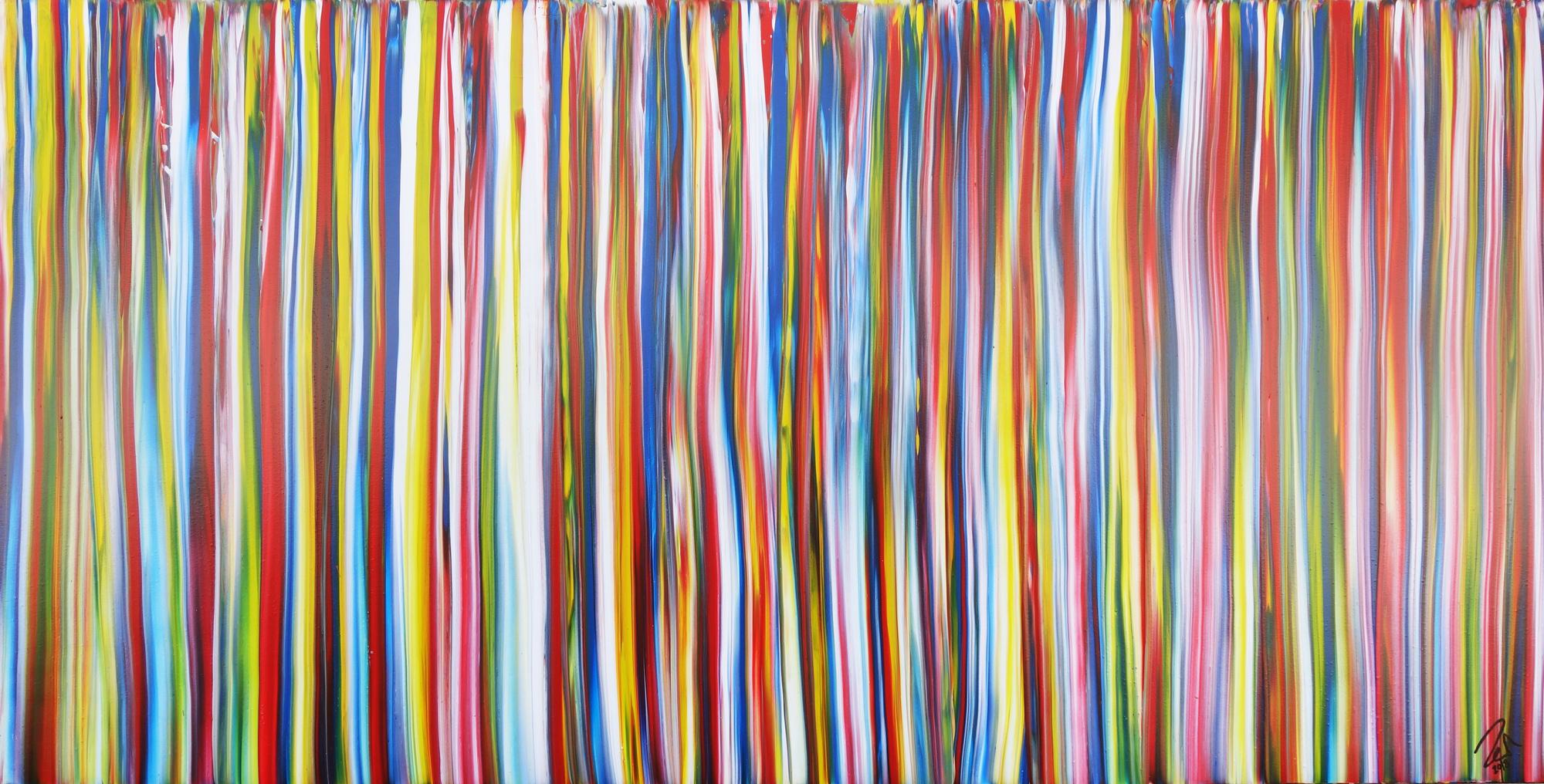 Abstraktes Acrylbild bunte Streifen sehr modern zeitgenössisch Modern Art