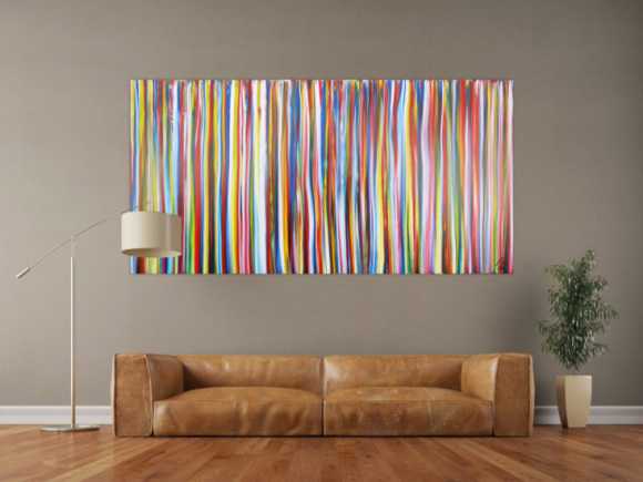 Abstraktes Acrylbild bunte Streifen sehr modern zeitgenössisch Modern Art