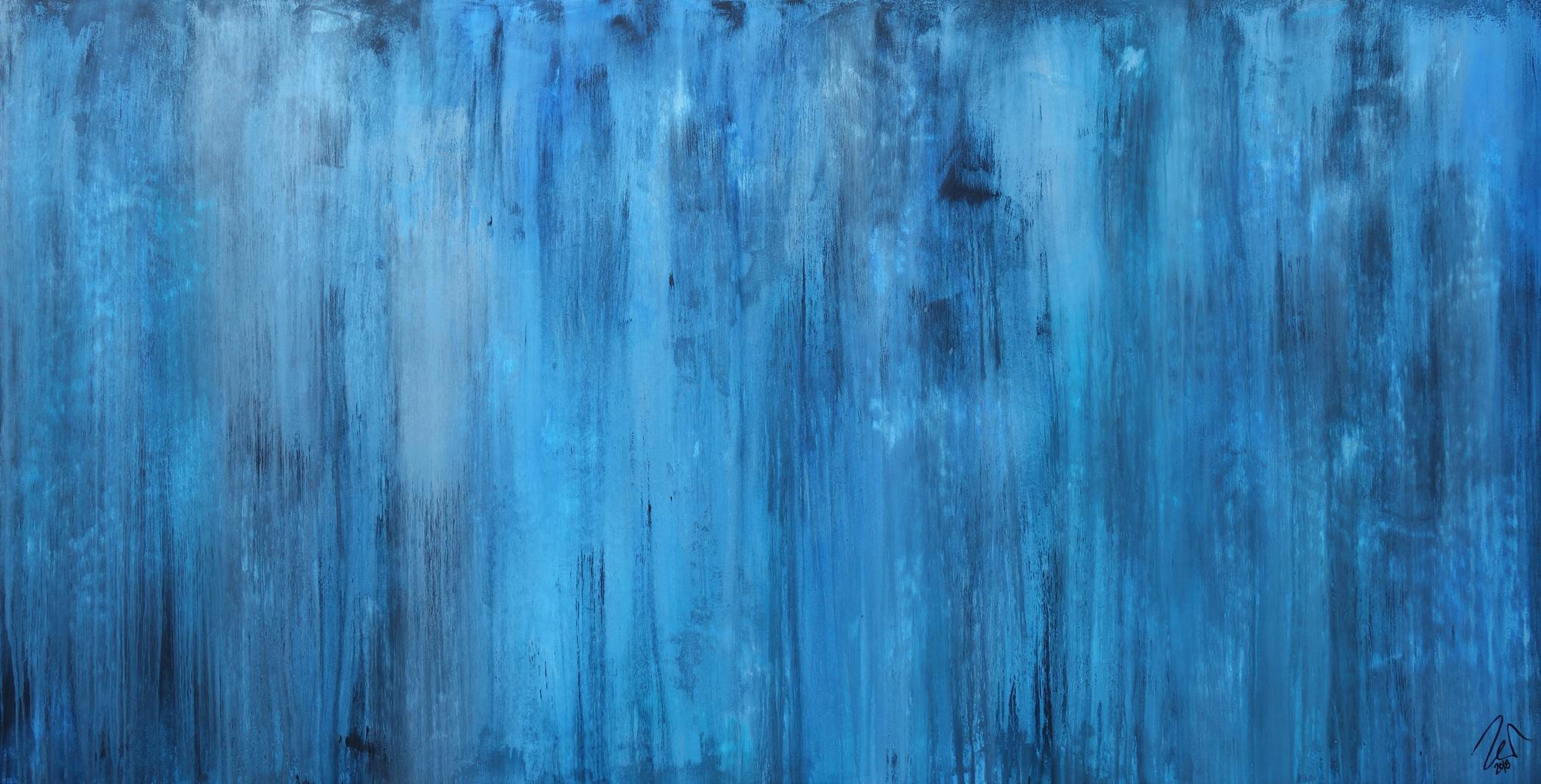 Abstraktes Acrylbild blau modern zeitgenössisch