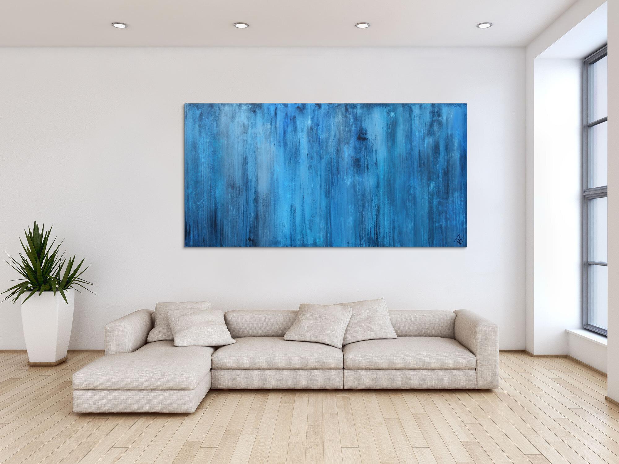 Abstraktes Acrylbild blau modern zeitgenössisch