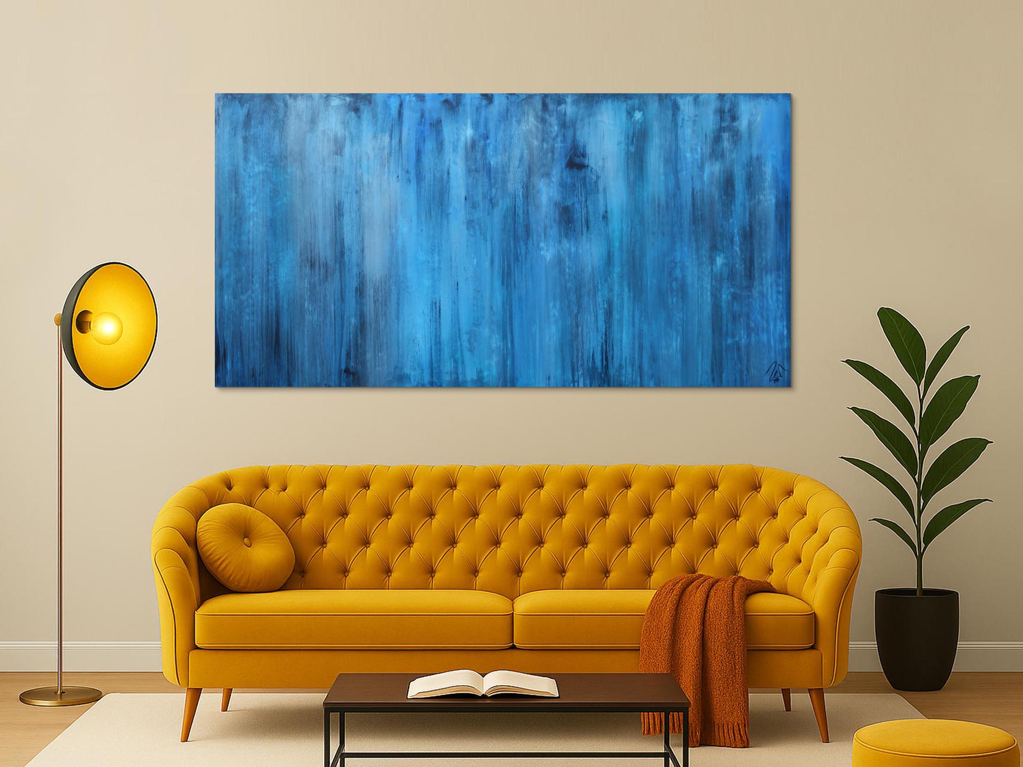 Abstraktes Acrylbild blau modern zeitgenössisch