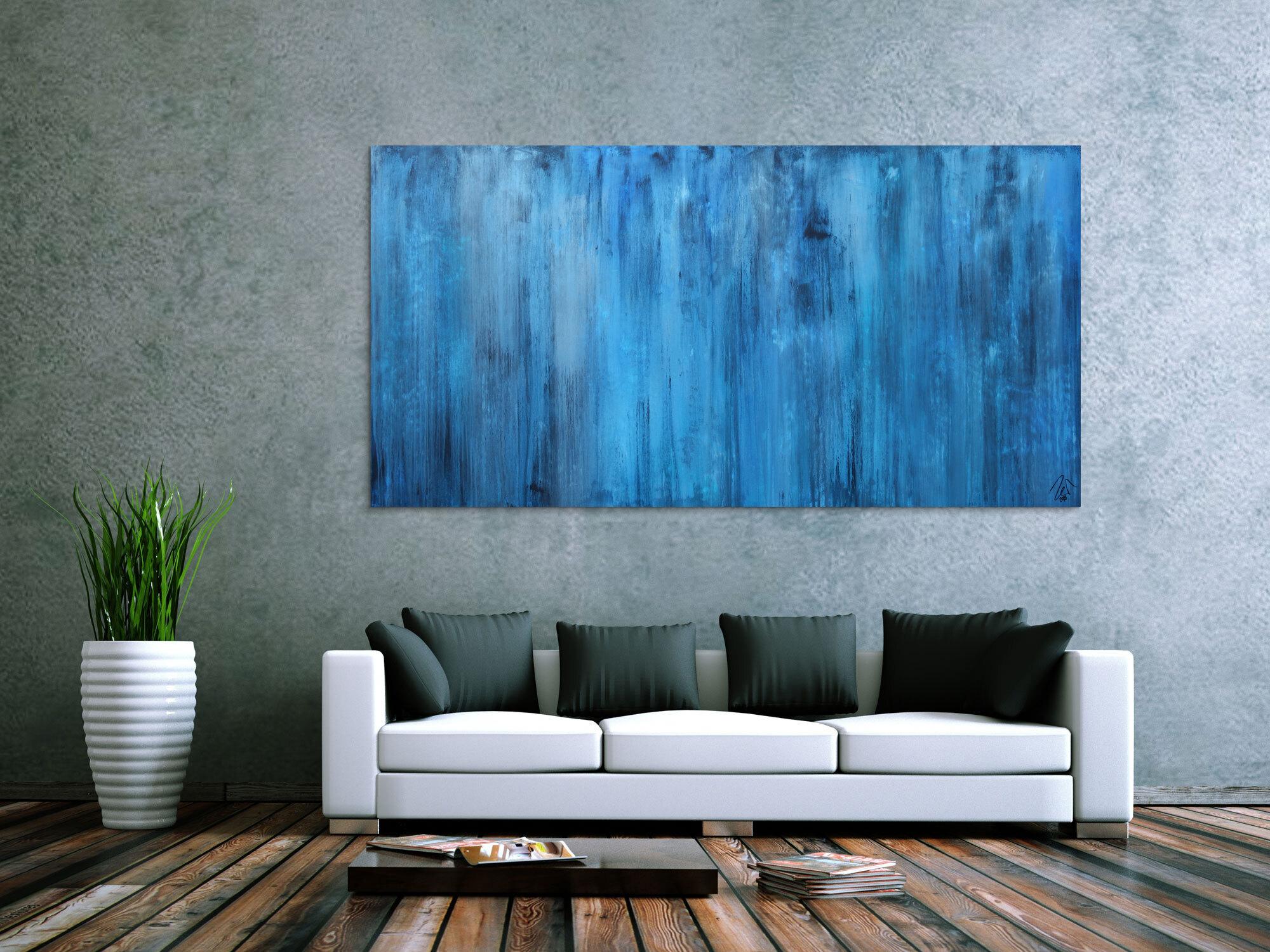 Abstraktes Acrylbild blau modern zeitgenössisch