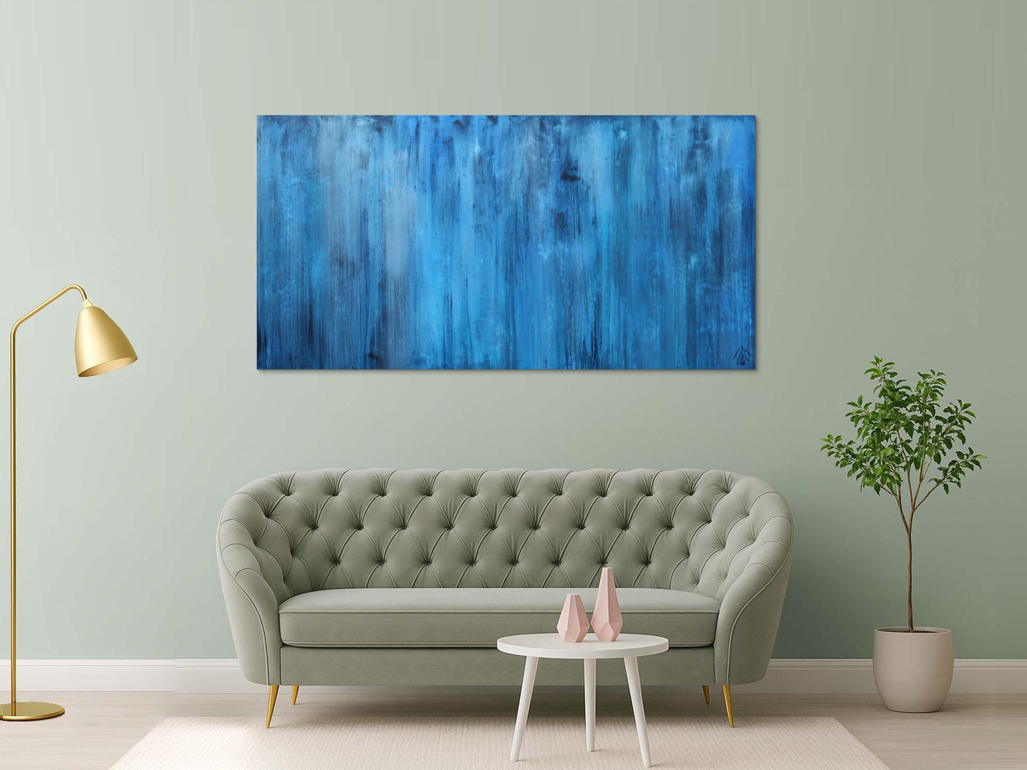 Abstraktes Acrylbild blau modern zeitgenössisch