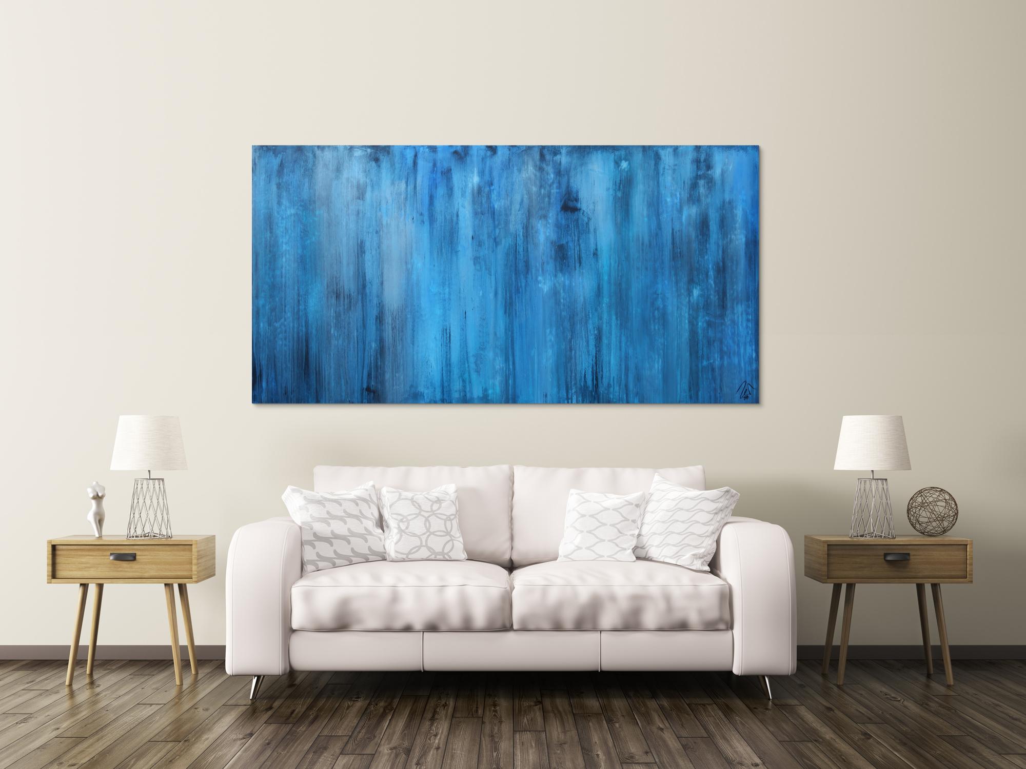 Abstraktes Acrylbild blau modern zeitgenössisch