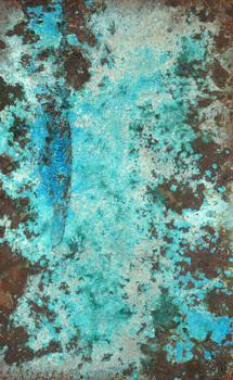 Abstraktes Bild Patina echte Kupferpatina türkis echtes Kupfer und Patina auf Leinwand