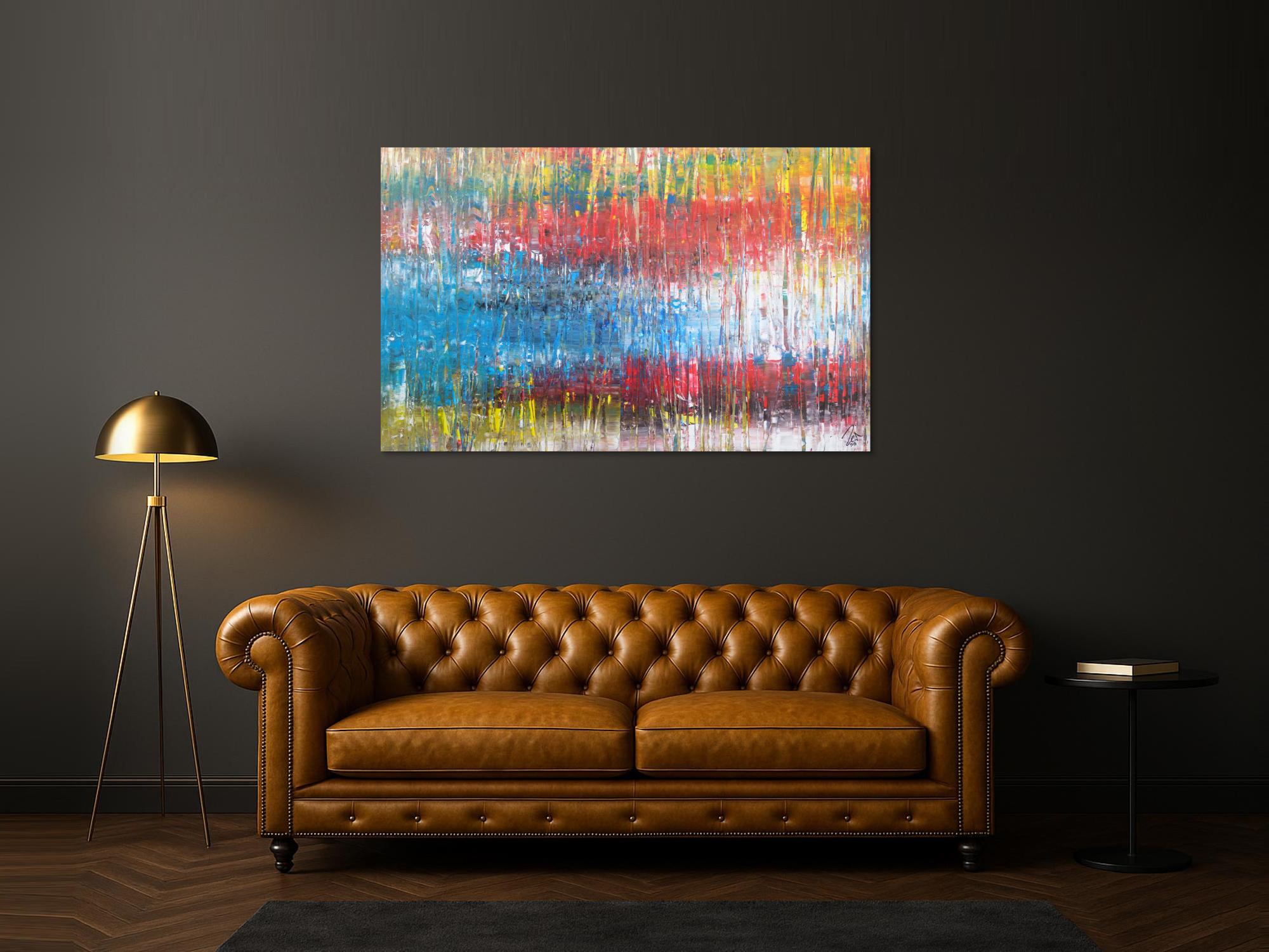 Abstraktes Acrylbild sehr bunt Spachteltechnik Modern Art zeitgenössisch expressionistisch