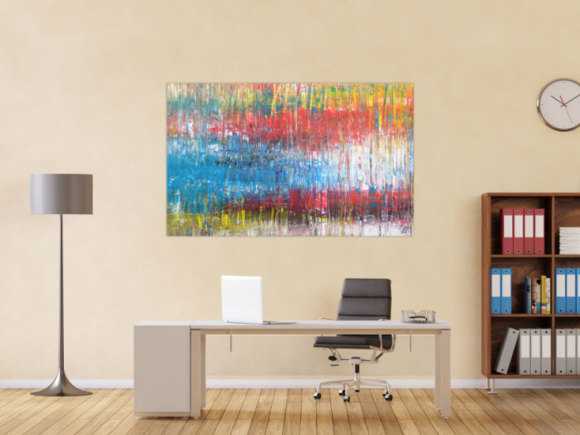 Abstraktes Acrylbild sehr bunt Spachteltechnik Modern Art zeitgenössisch expressionistisch
