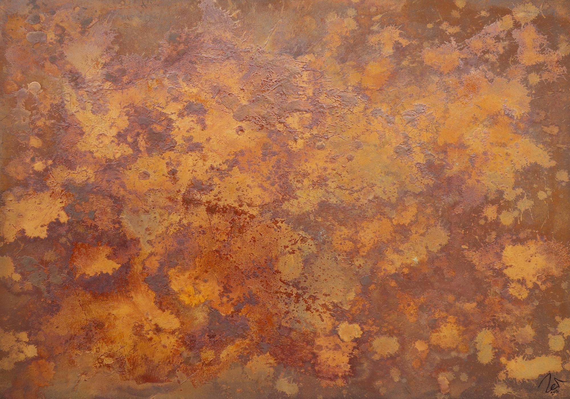 Abstraktes Bild aus echtem Rost Action Painting zeitgenössisch Rostige Fläche Modern Art