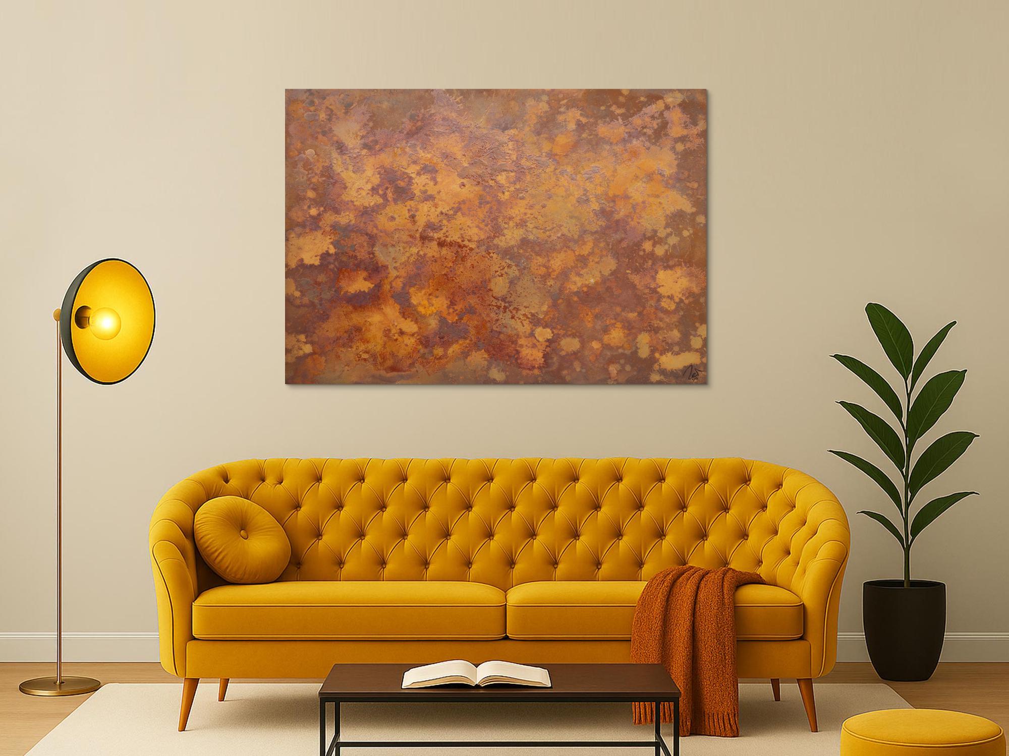 Abstraktes Bild aus echtem Rost Action Painting zeitgenössisch Rostige Fläche Modern Art