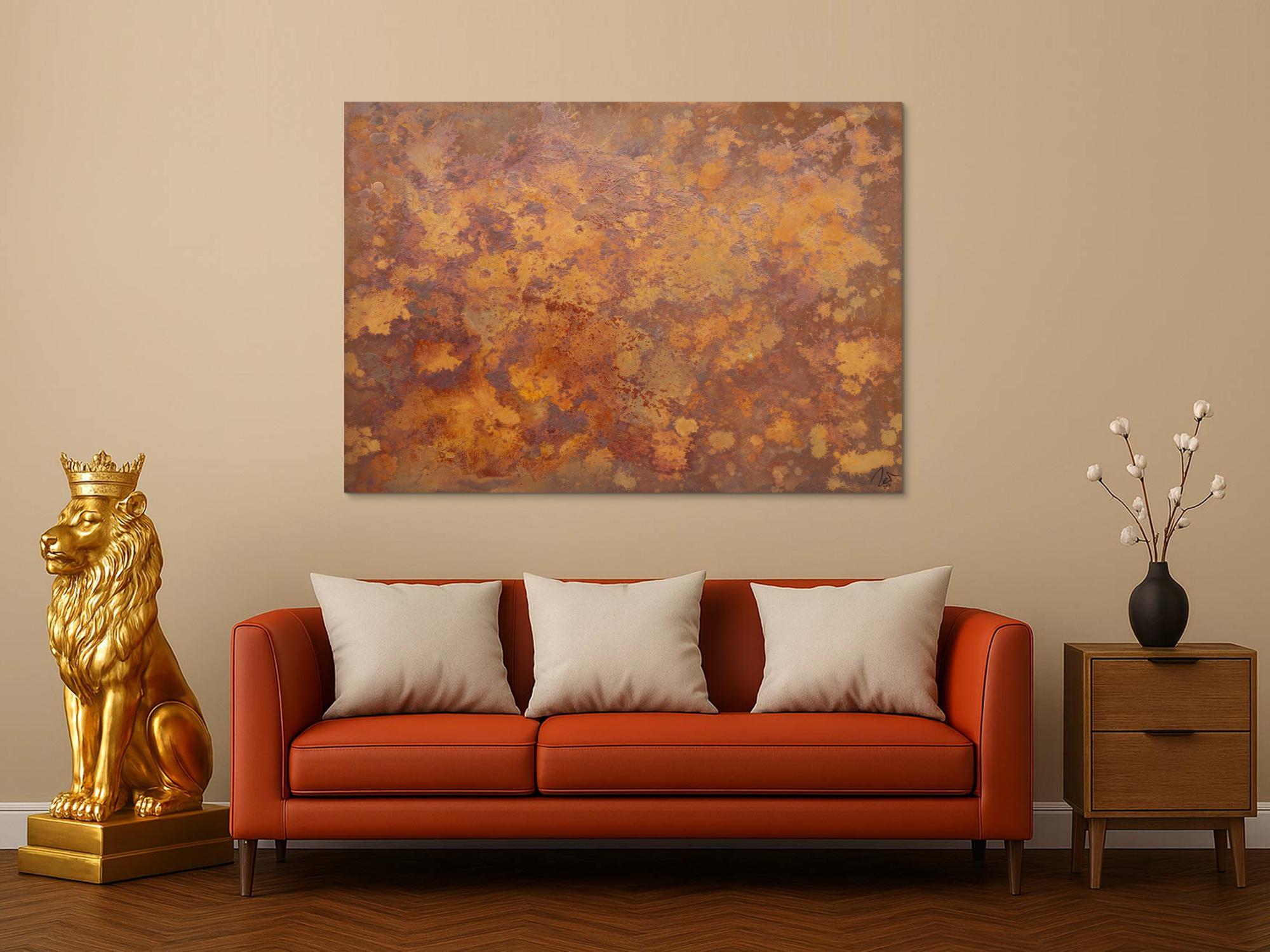 Abstraktes Bild aus echtem Rost Action Painting zeitgenössisch Rostige Fläche Modern Art