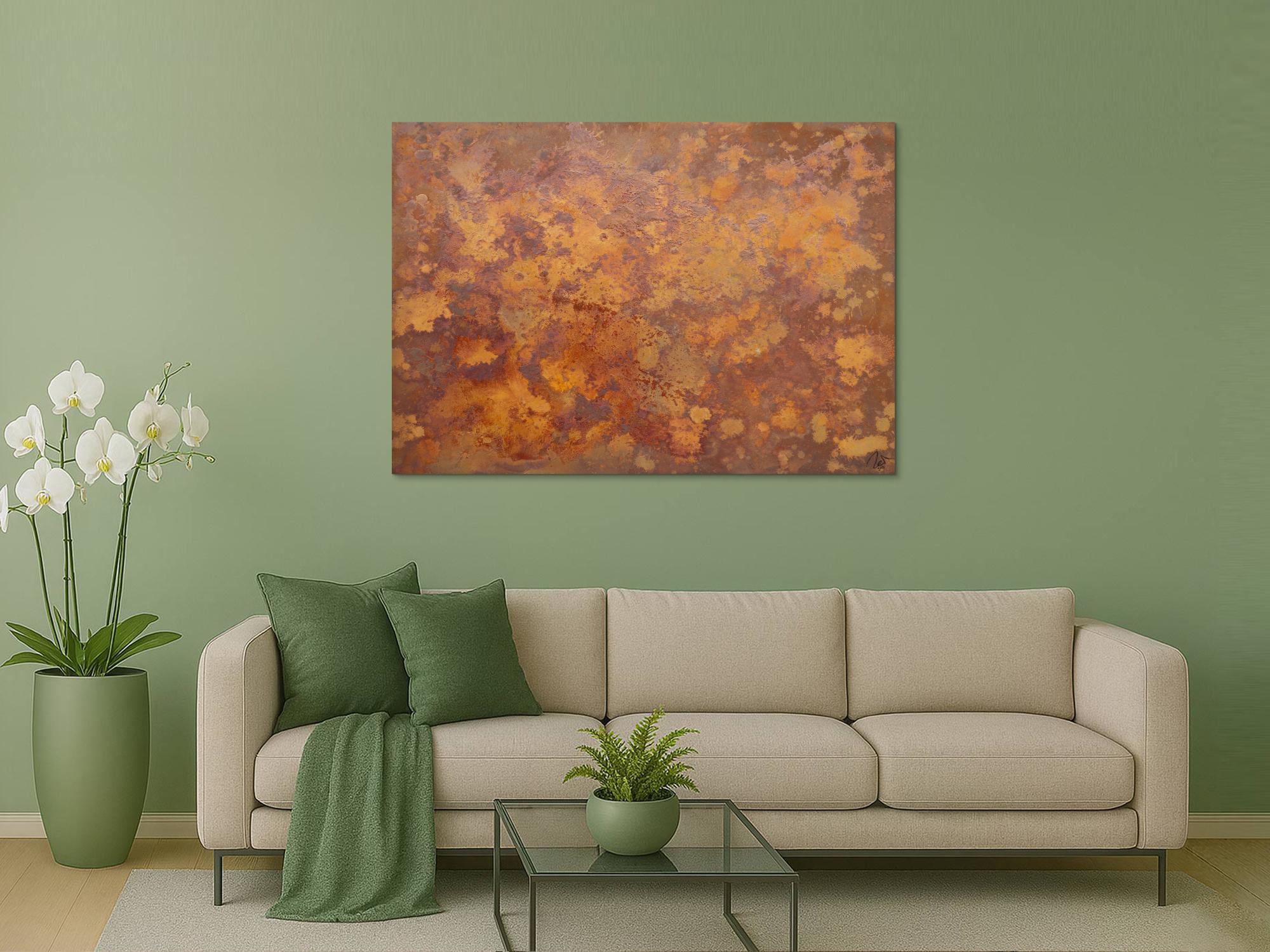 Abstraktes Bild aus echtem Rost Action Painting zeitgenössisch Rostige Fläche Modern Art