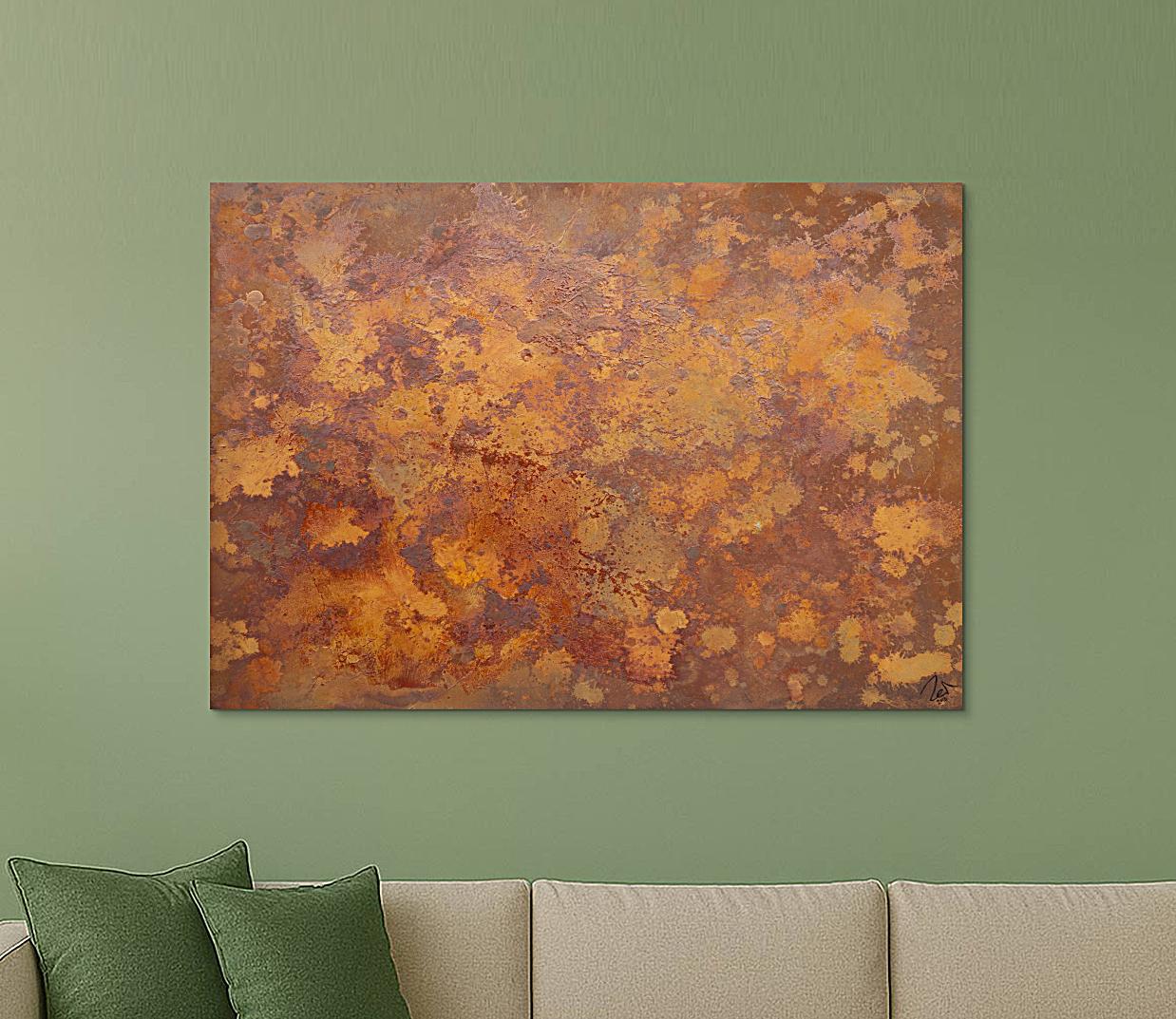 Abstraktes Kunstwerk in Rot und Orange