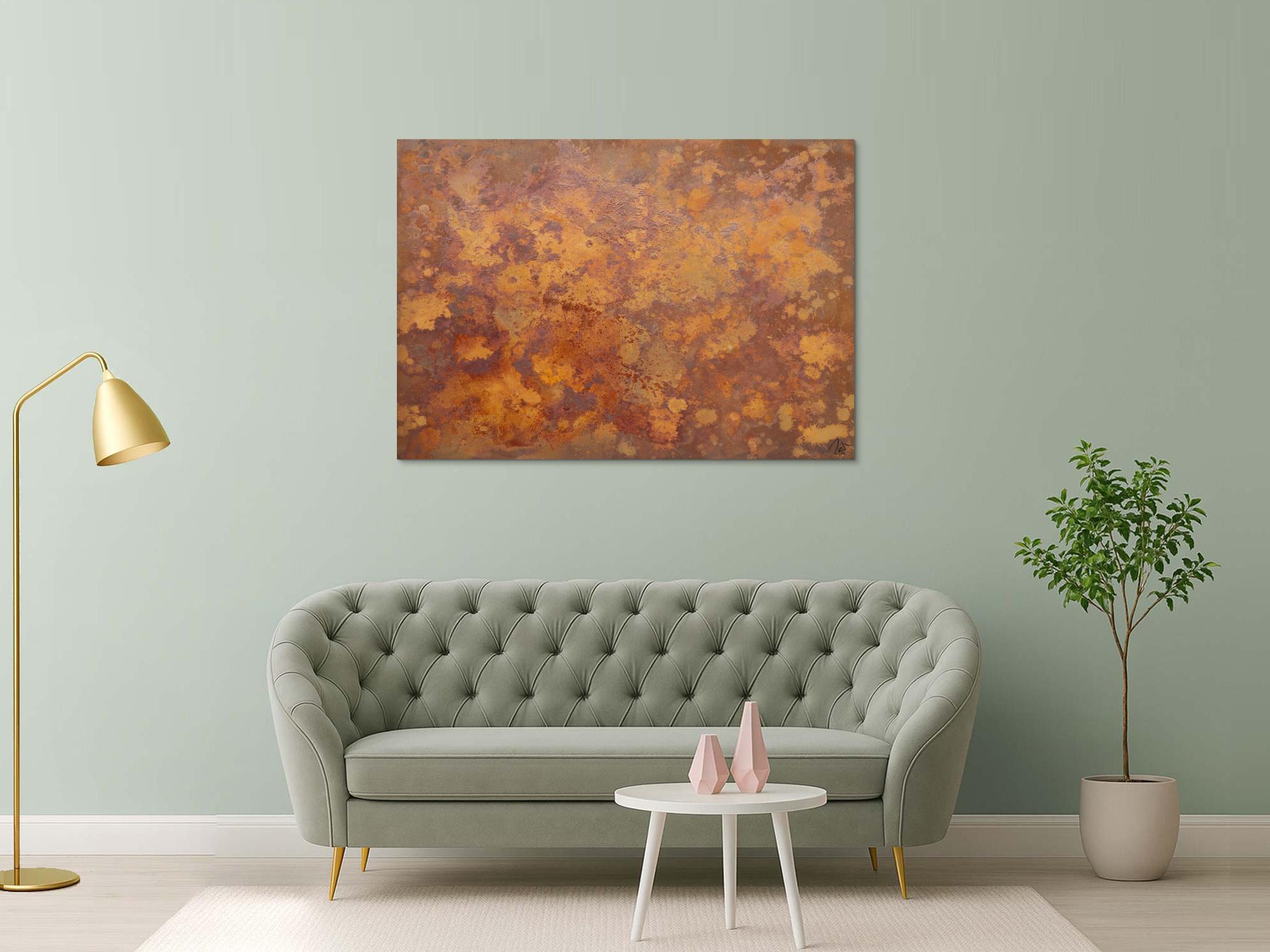 Abstraktes Bild aus echtem Rost Action Painting zeitgenössisch Rostige Fläche Modern Art