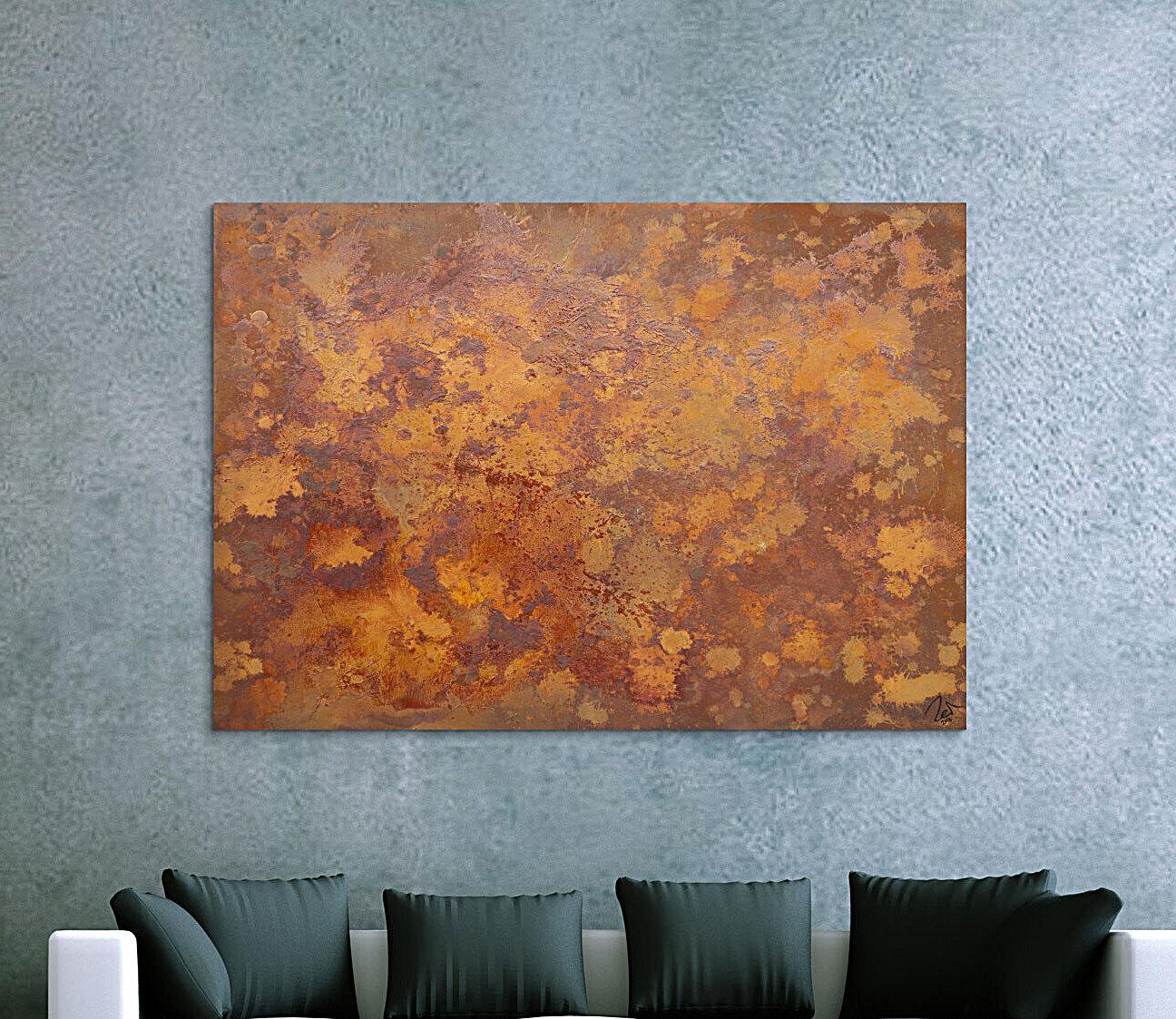 Abstraktes Bild aus echtem Rost Action Painting zeitgenössisch Rostige Fläche Modern Art