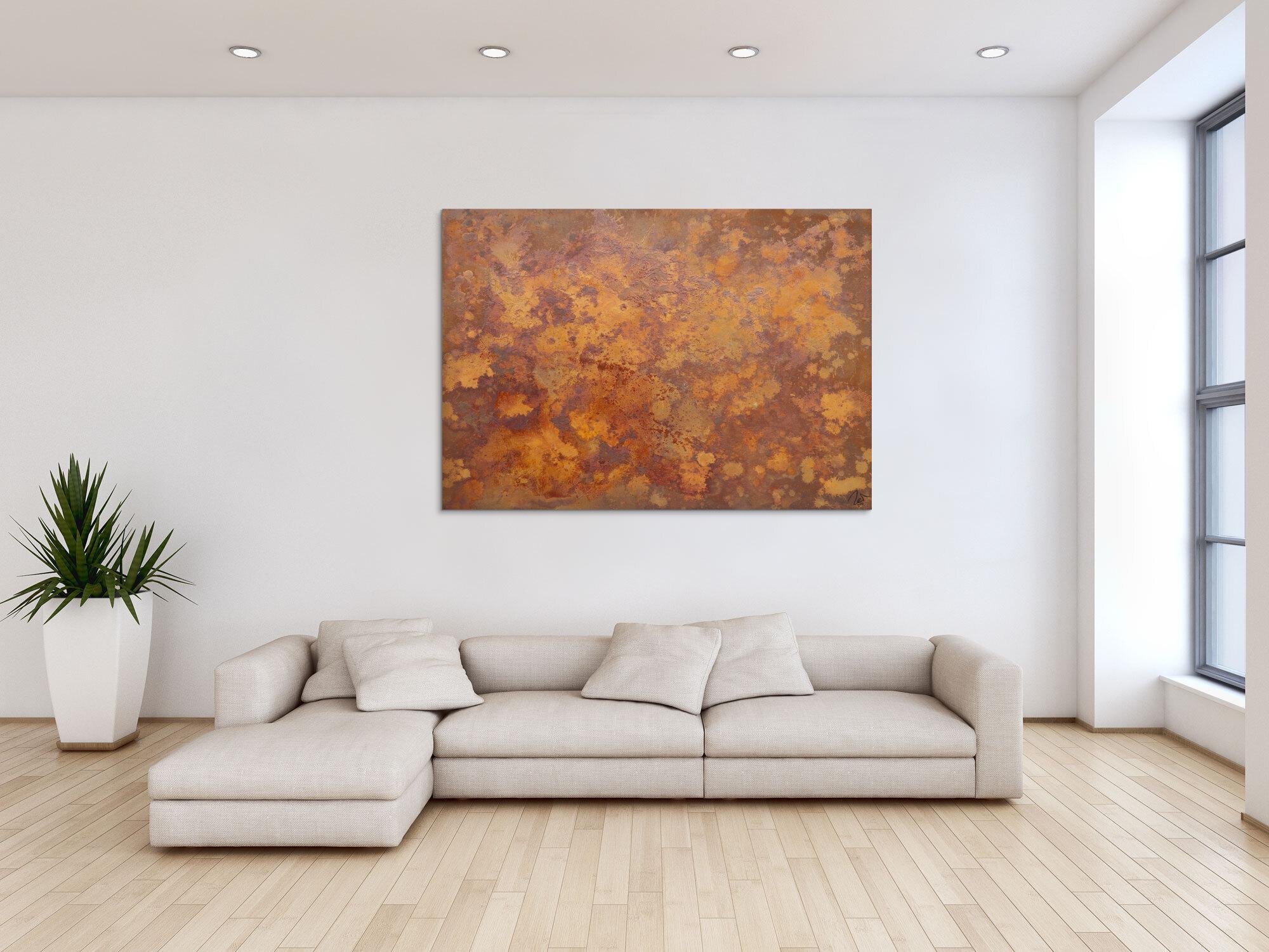 Abstraktes Bild aus echtem Rost Action Painting zeitgenössisch Rostige Fläche Modern Art