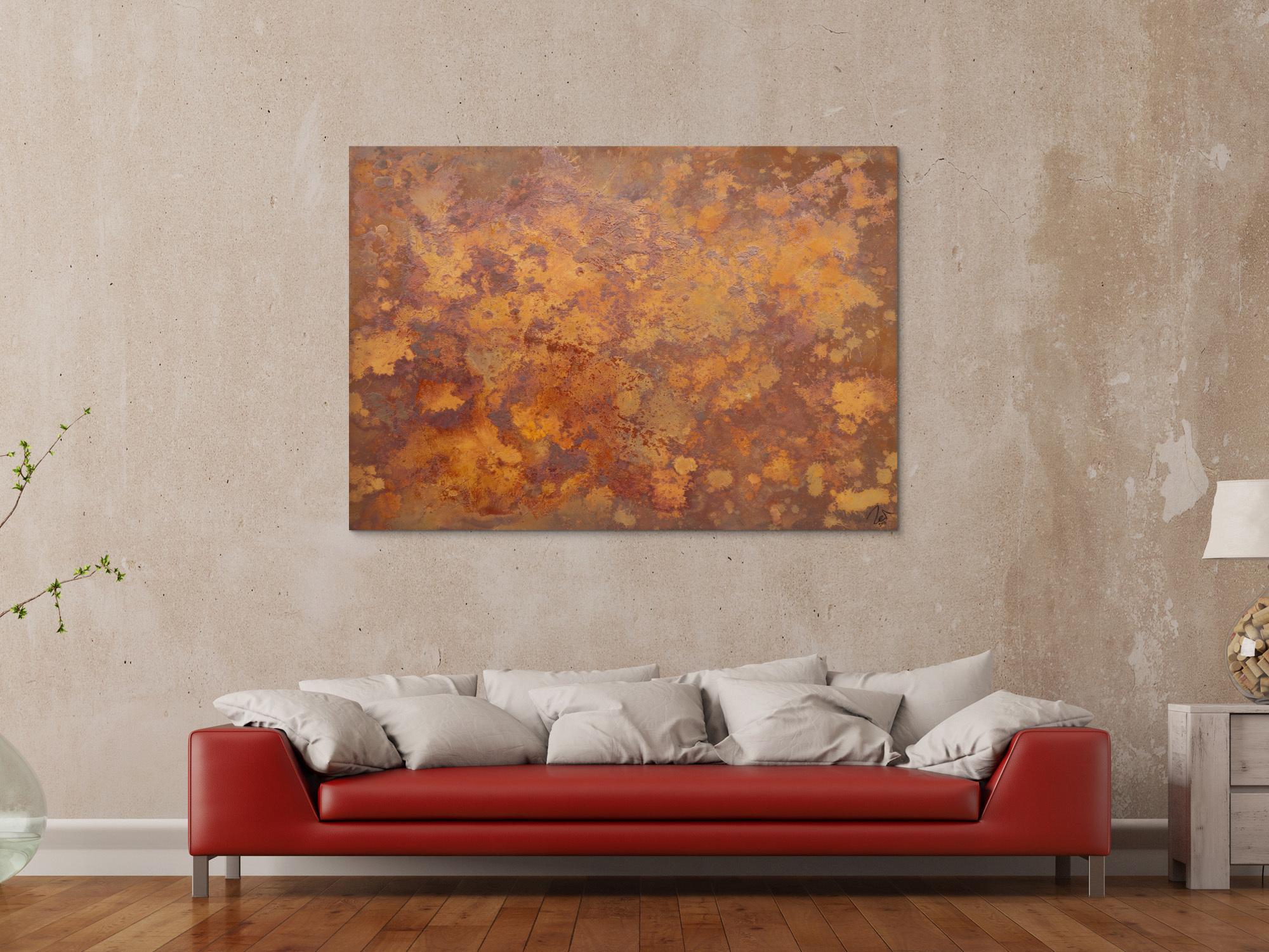 Abstraktes Bild aus echtem Rost Action Painting zeitgenössisch Rostige Fläche Modern Art