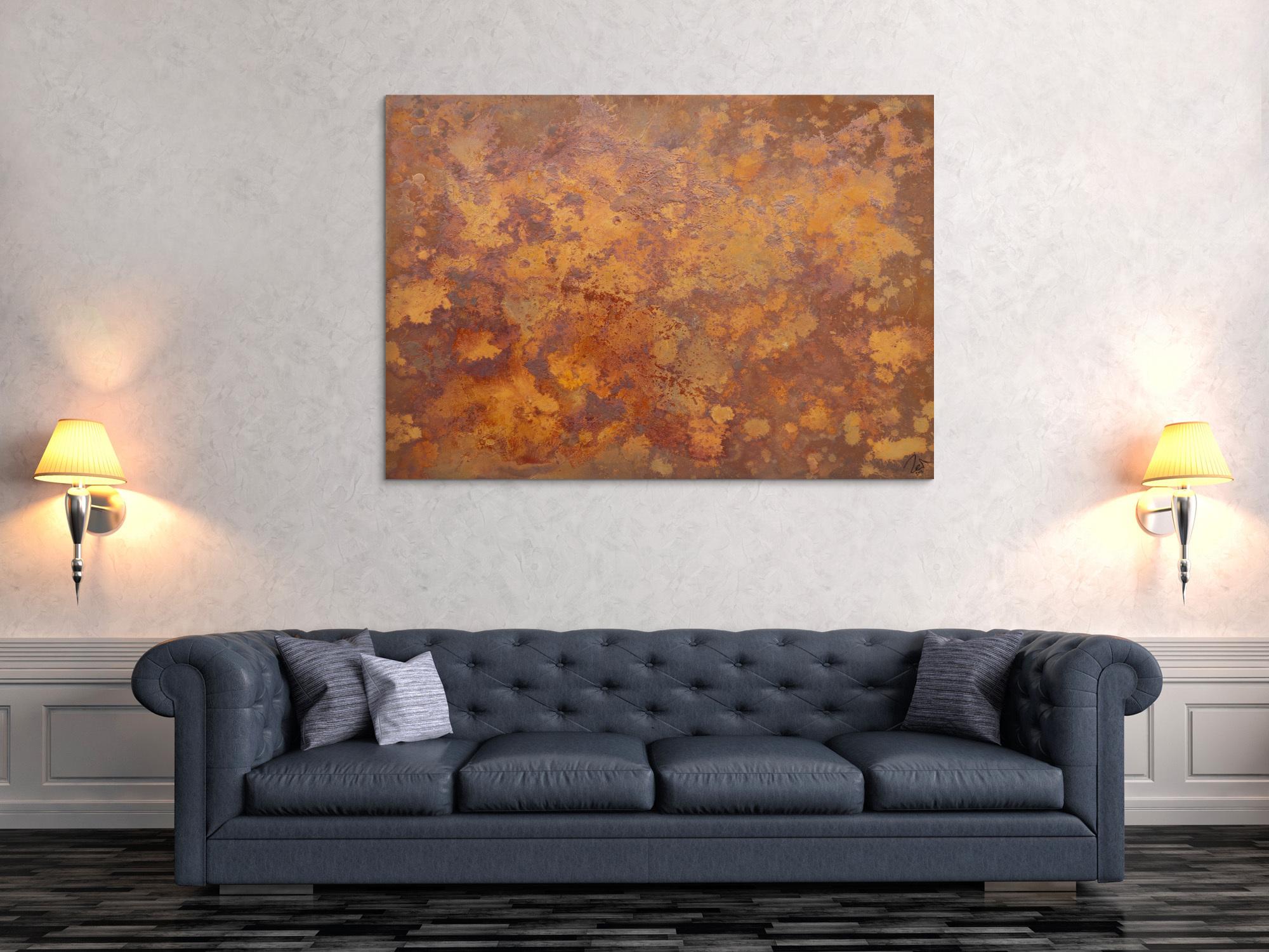 Abstraktes Bild aus echtem Rost Action Painting zeitgenössisch Rostige Fläche Modern Art