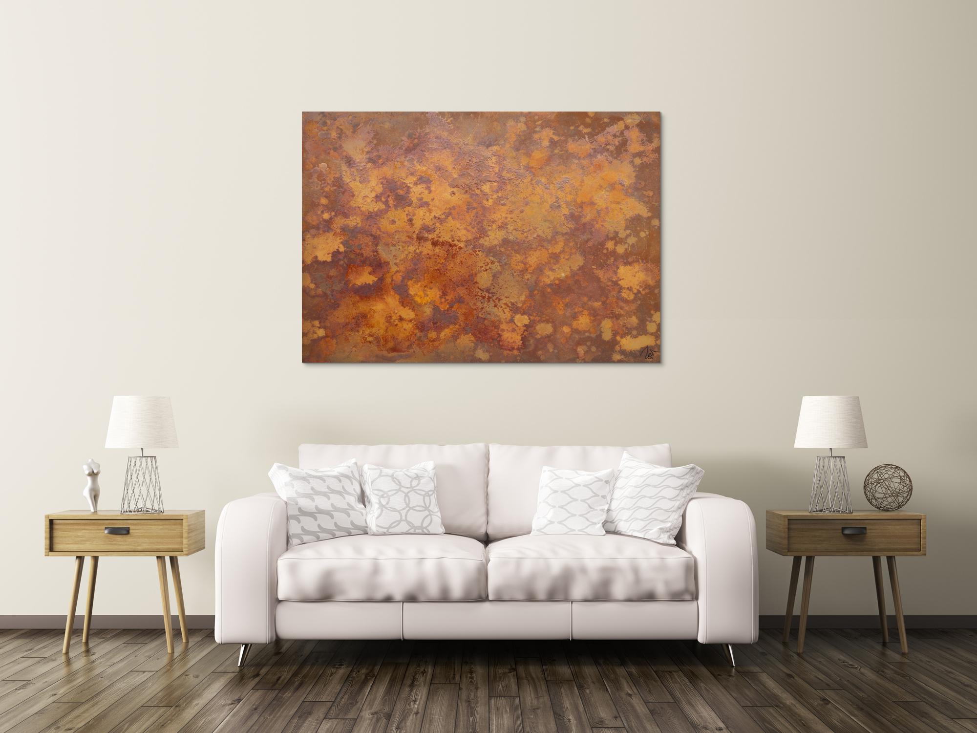 Abstraktes Bild aus echtem Rost Action Painting zeitgenössisch Rostige Fläche Modern Art