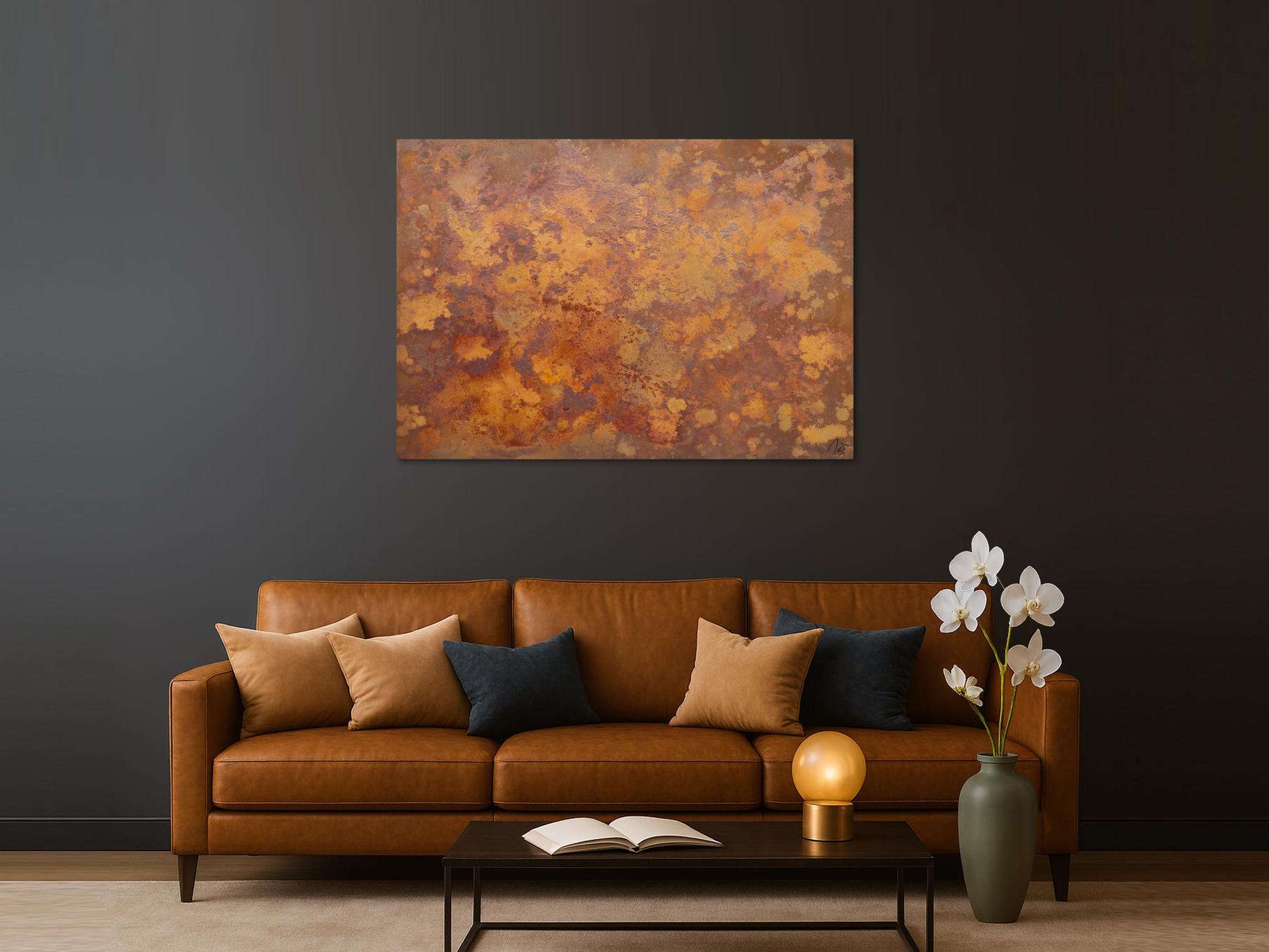 Abstraktes Bild aus echtem Rost Action Painting zeitgenössisch Rostige Fläche Modern Art