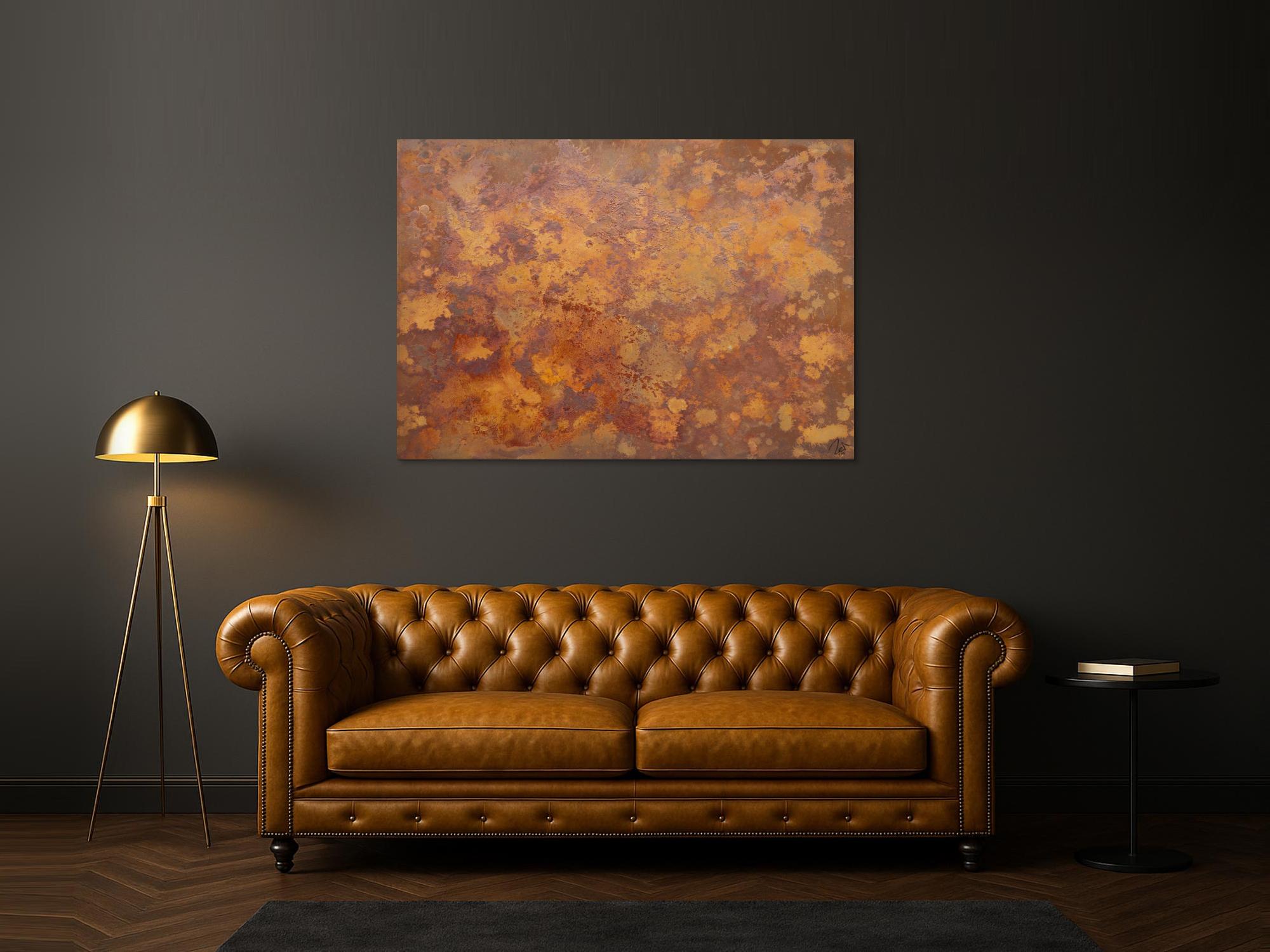 Abstraktes Bild aus echtem Rost Action Painting zeitgenössisch Rostige Fläche Modern Art