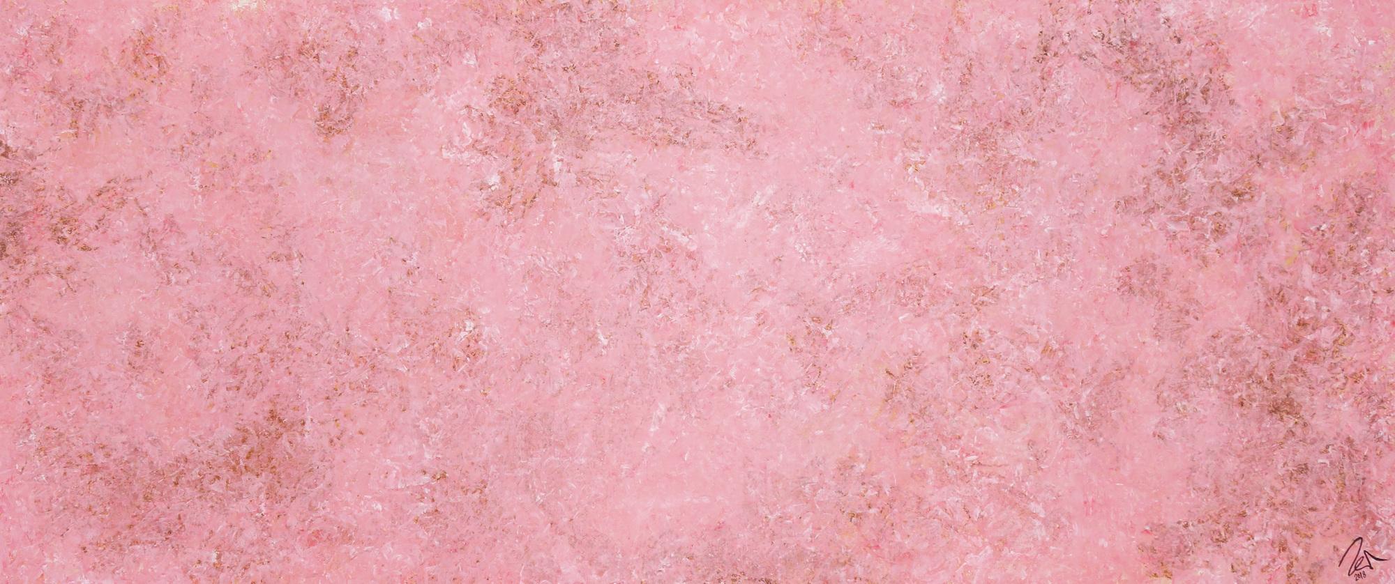 Abstraktes Acrylbild rosa Farben und echter Rost schlicht modern zeitgenössisch expressionistisch