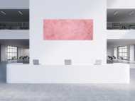 Abstraktes Acrylbild rosa Farben und echter Rost schlicht modern zeitgenössisch expressionistisch