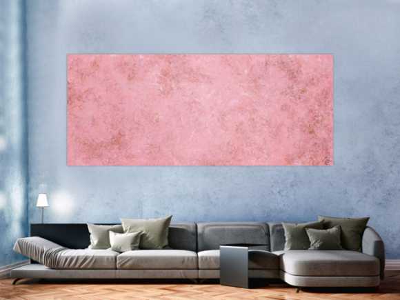 Abstraktes Acrylbild rosa Farben und echter Rost schlicht modern zeitgenössisch expressionistisch