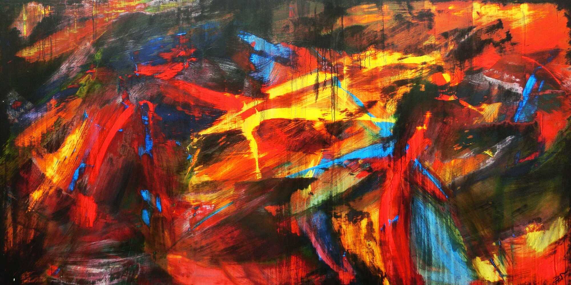 Abstraktes Acrylbild modern und bunt