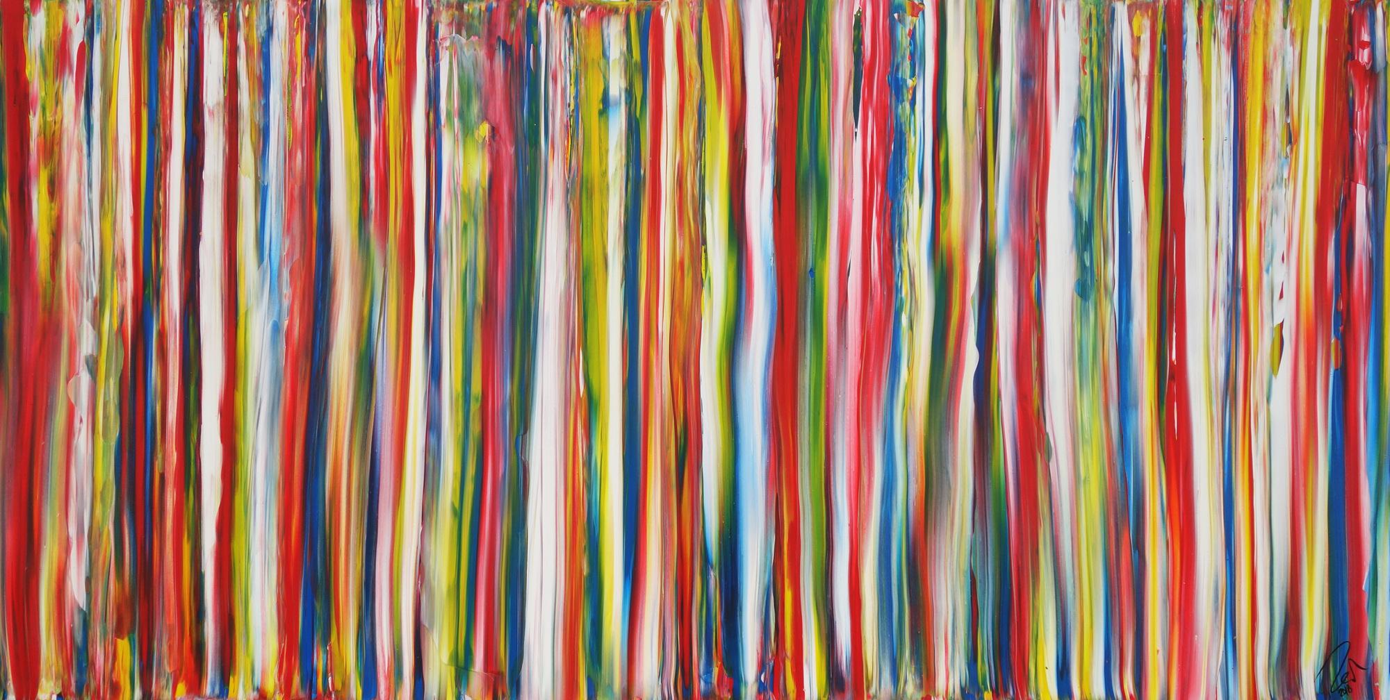 Abstraktes Acrylbild bunte Streifen zeitgenössisch Modern Art