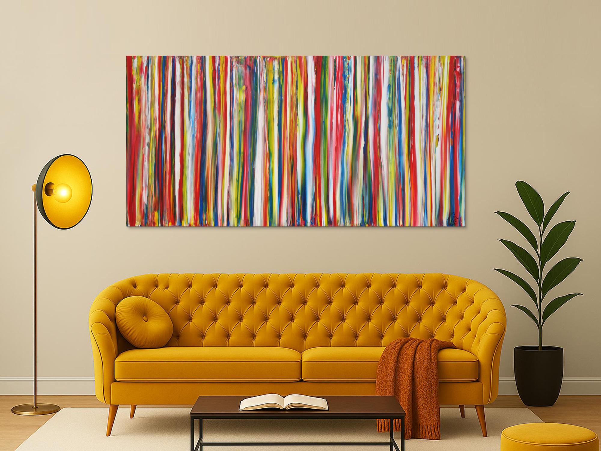 Abstraktes Acrylbild bunte Streifen zeitgenössisch Modern Art