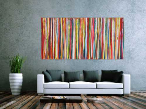 Abstraktes Acrylbild bunte Streifen zeitgenössisch Modern Art