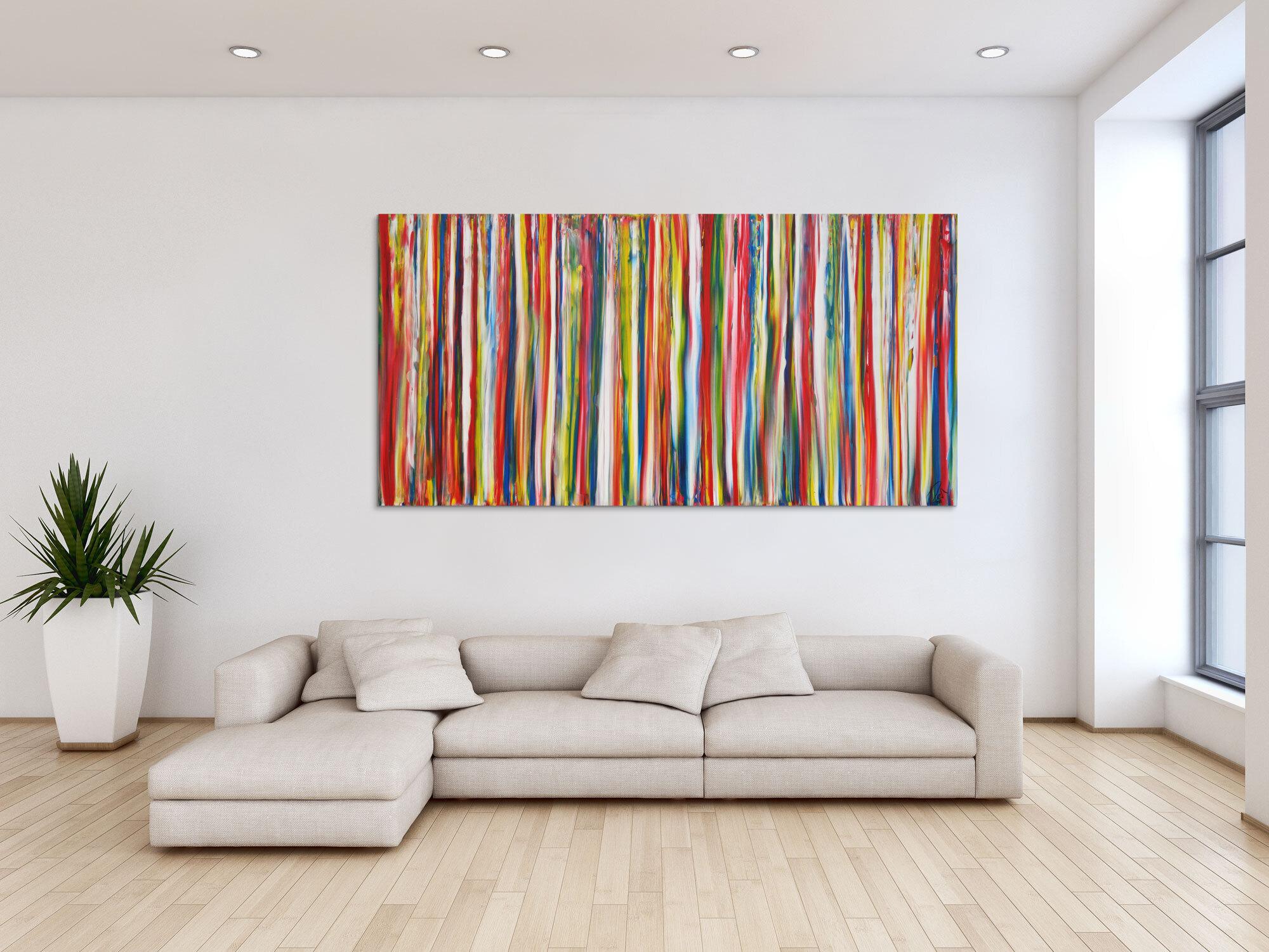 Abstraktes Acrylbild bunte Streifen zeitgenössisch Modern Art