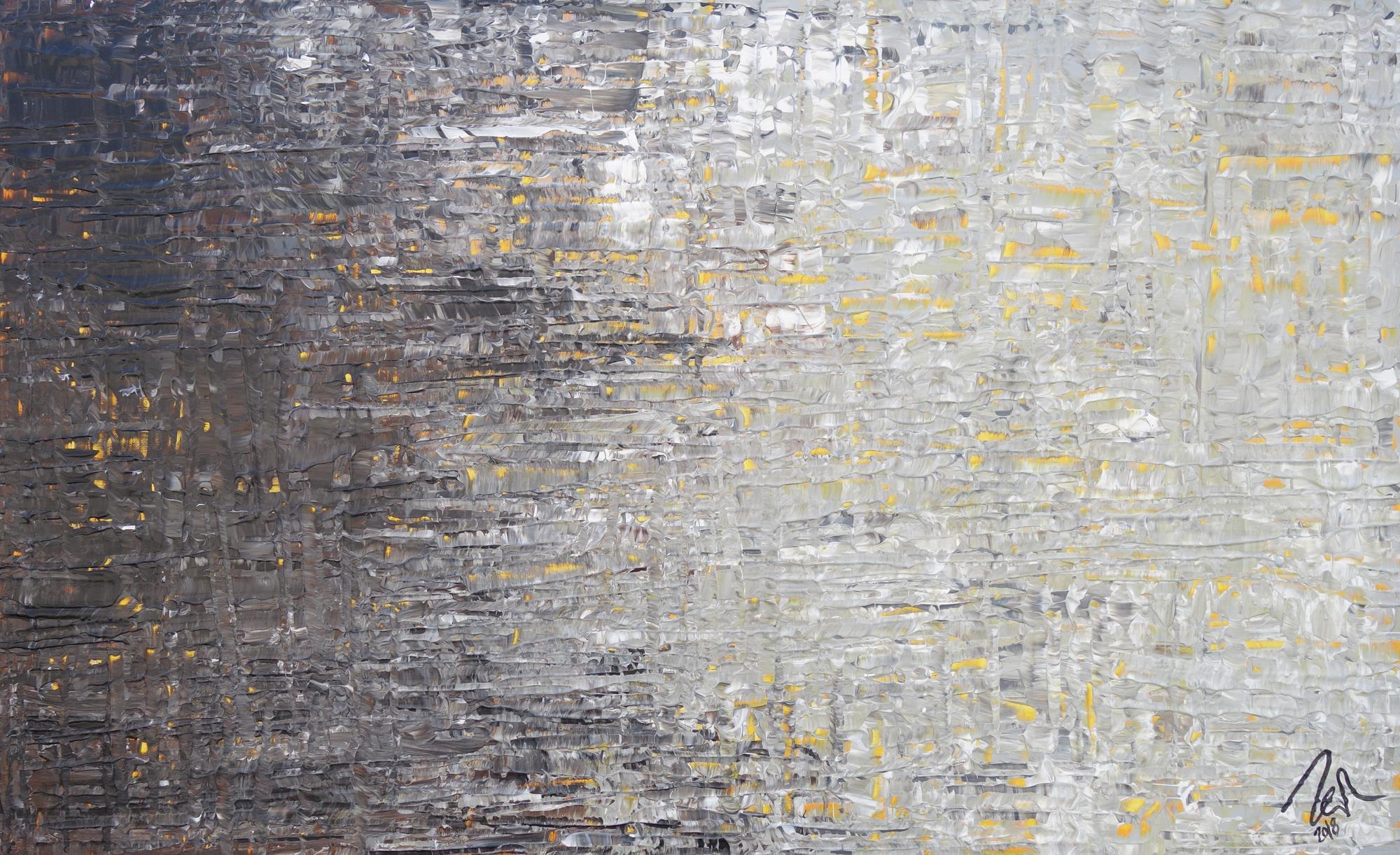 Abstraktes Acrylbild zeitgenössisch modern schwarz grau weiß braun