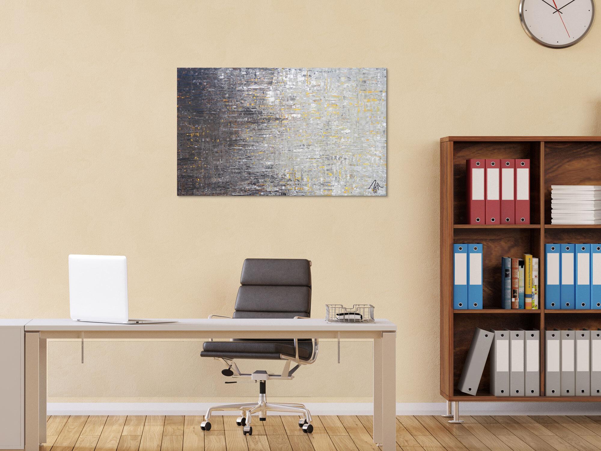 Abstraktes Acrylbild zeitgenössisch modern schwarz grau weiß braun