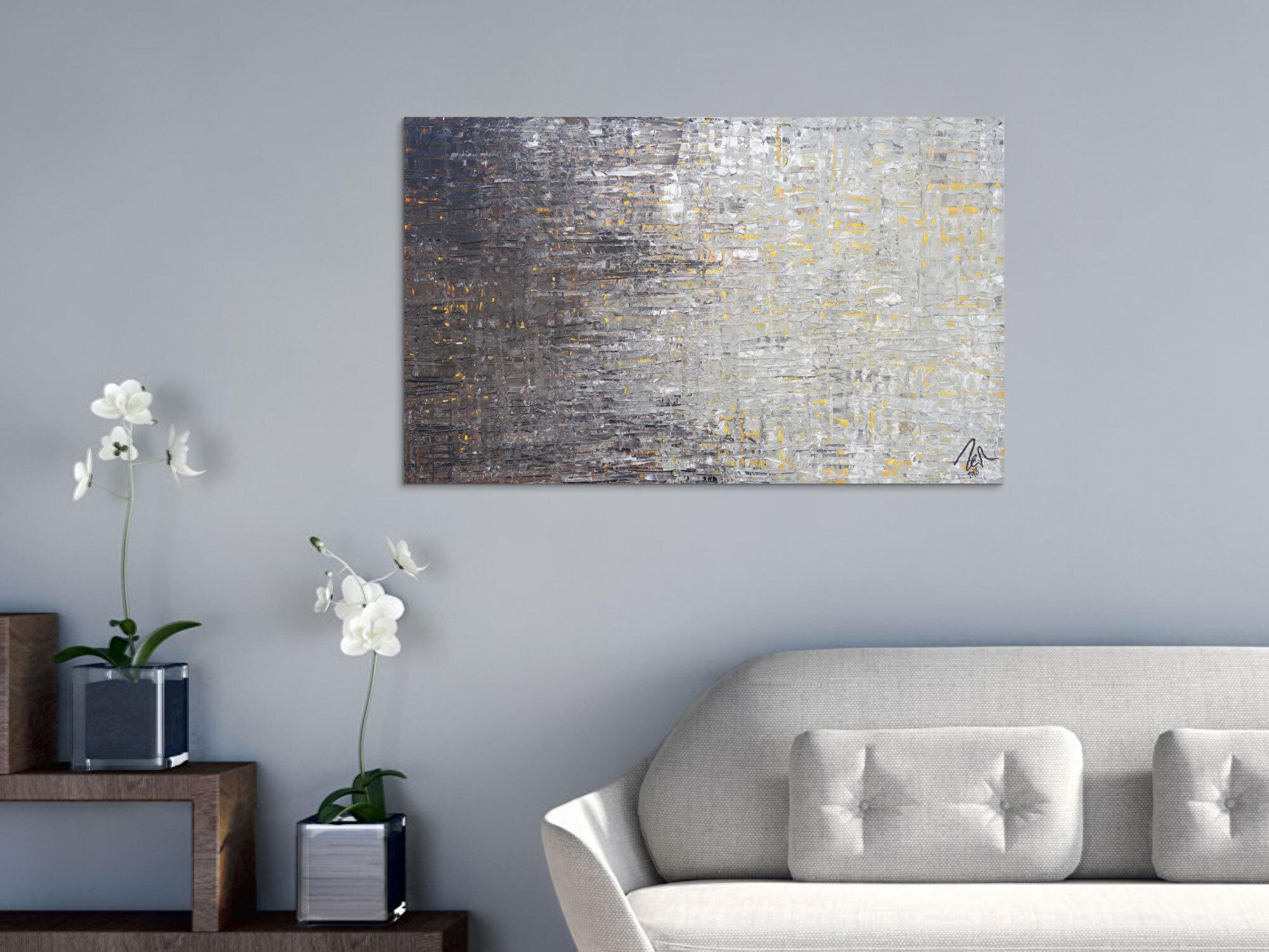 Abstraktes Acrylbild zeitgenössisch modern schwarz grau weiß braun