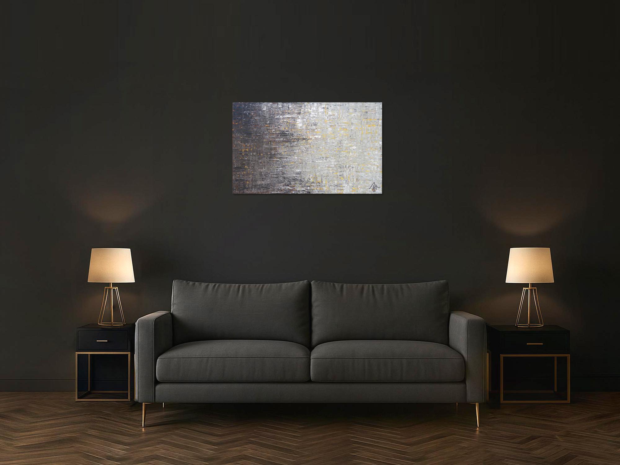 Abstraktes Acrylbild zeitgenössisch modern schwarz grau weiß braun