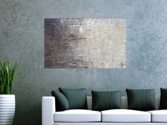 Abstraktes Acrylbild zeitgenössisch modern schwarz grau weiß braun