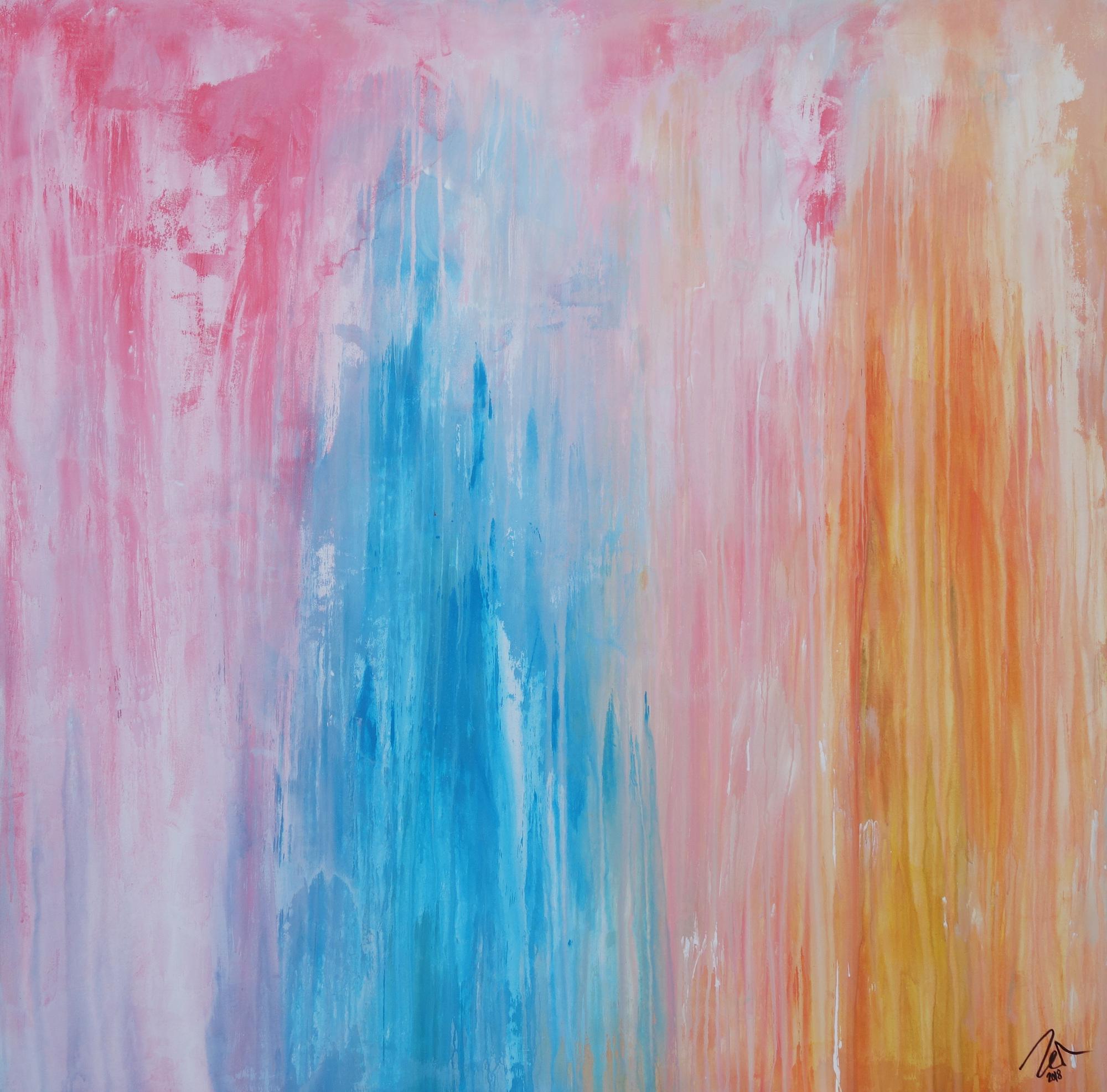 Abstraktes Gemälde modern pastell Farben expressionistisch zeitgenössisch