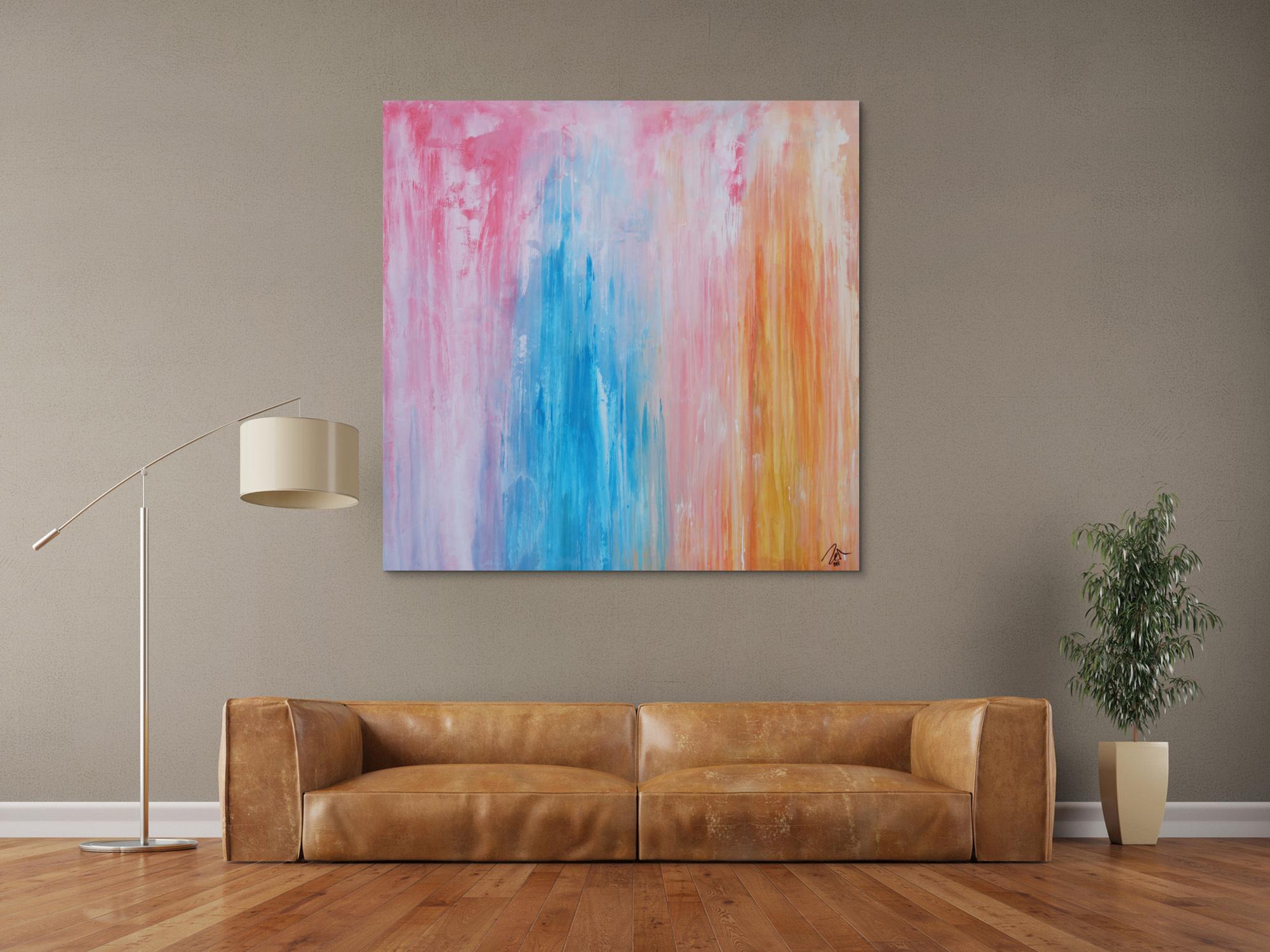 Abstraktes Gemälde modern pastell Farben expressionistisch zeitgenössisch