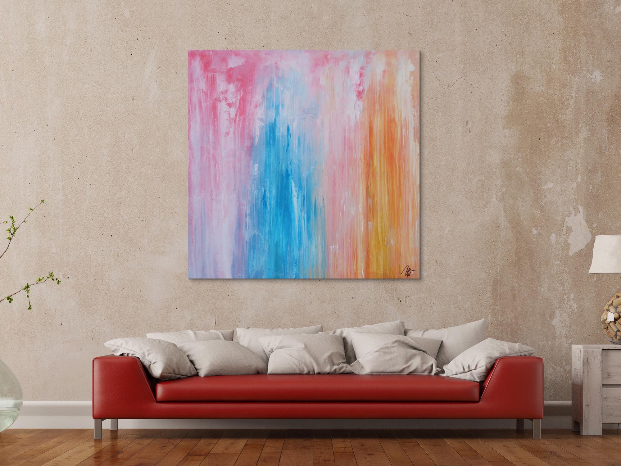 Abstraktes Gemälde modern pastell Farben expressionistisch zeitgenössisch