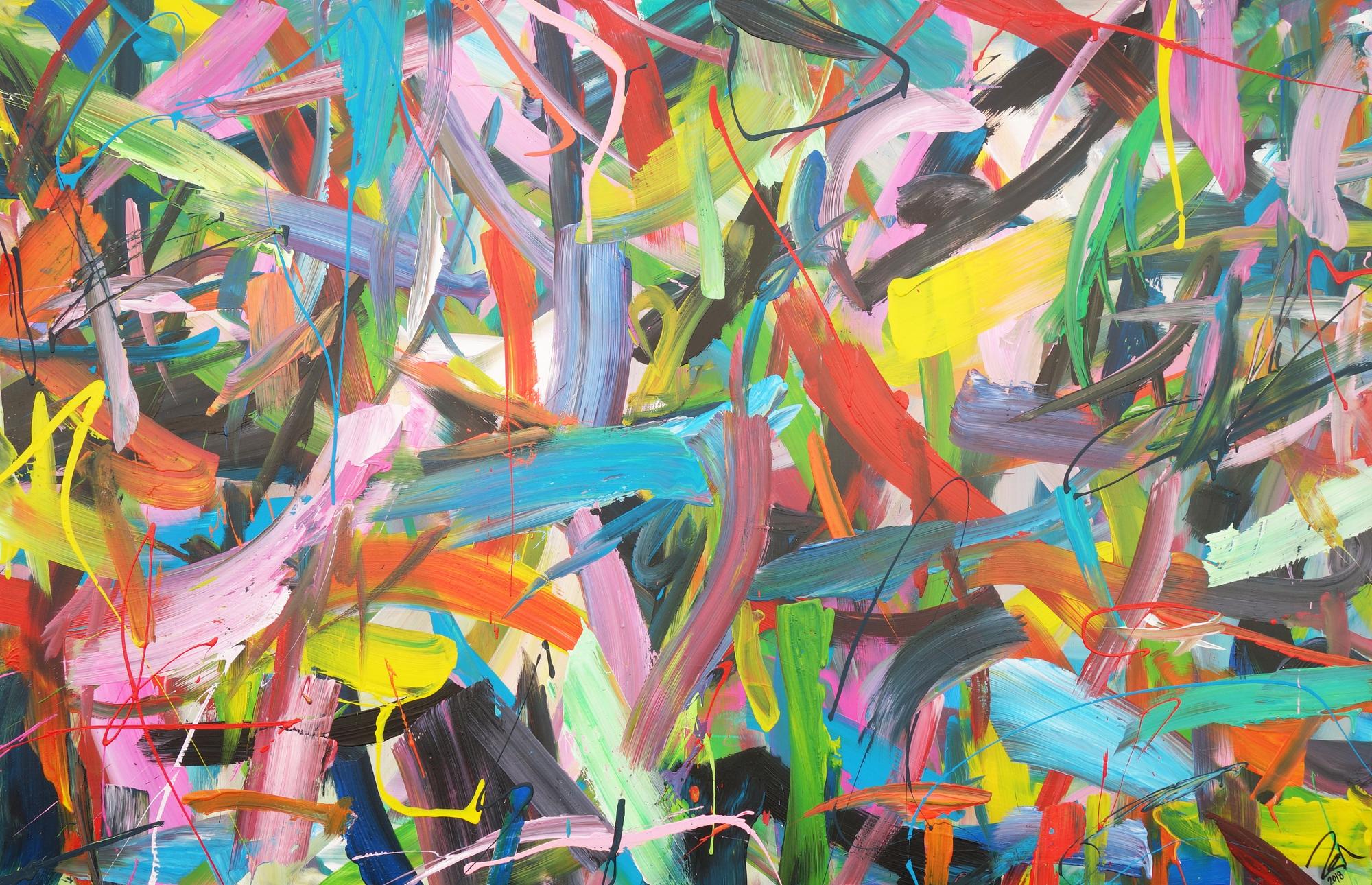 Abstraktes Acrylbild modernes Gemälde expressionistisch zeitgenössisch informel Modern Art