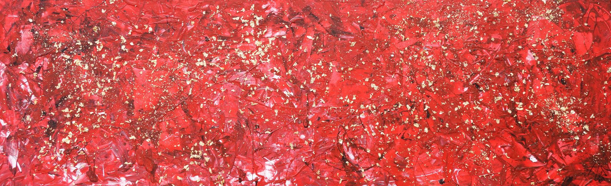 Abstraktes Acrylbild rot und gold sehr modern zeitgenössisch modern