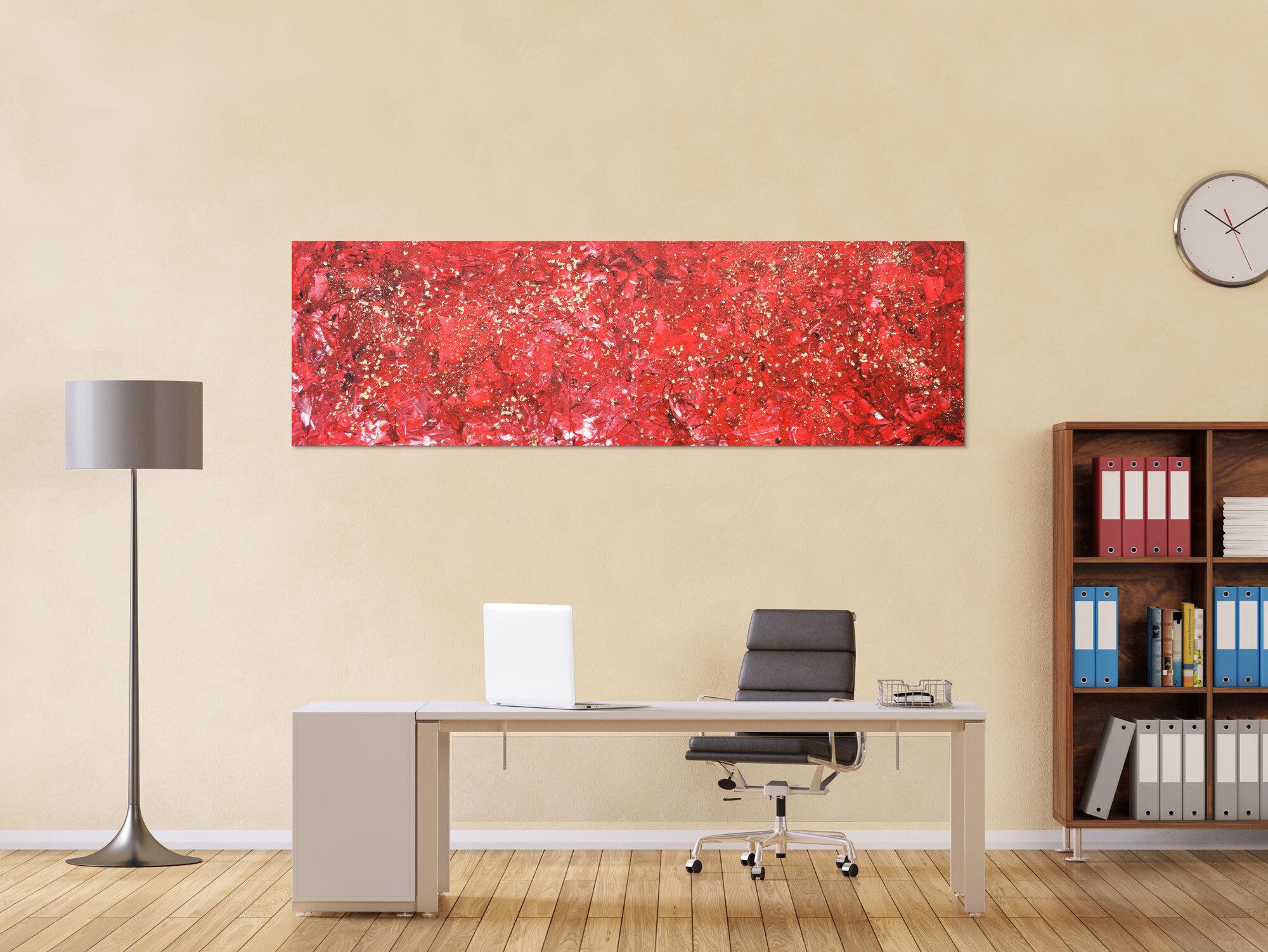 Abstraktes Acrylbild rot und gold sehr modern zeitgenössisch modern