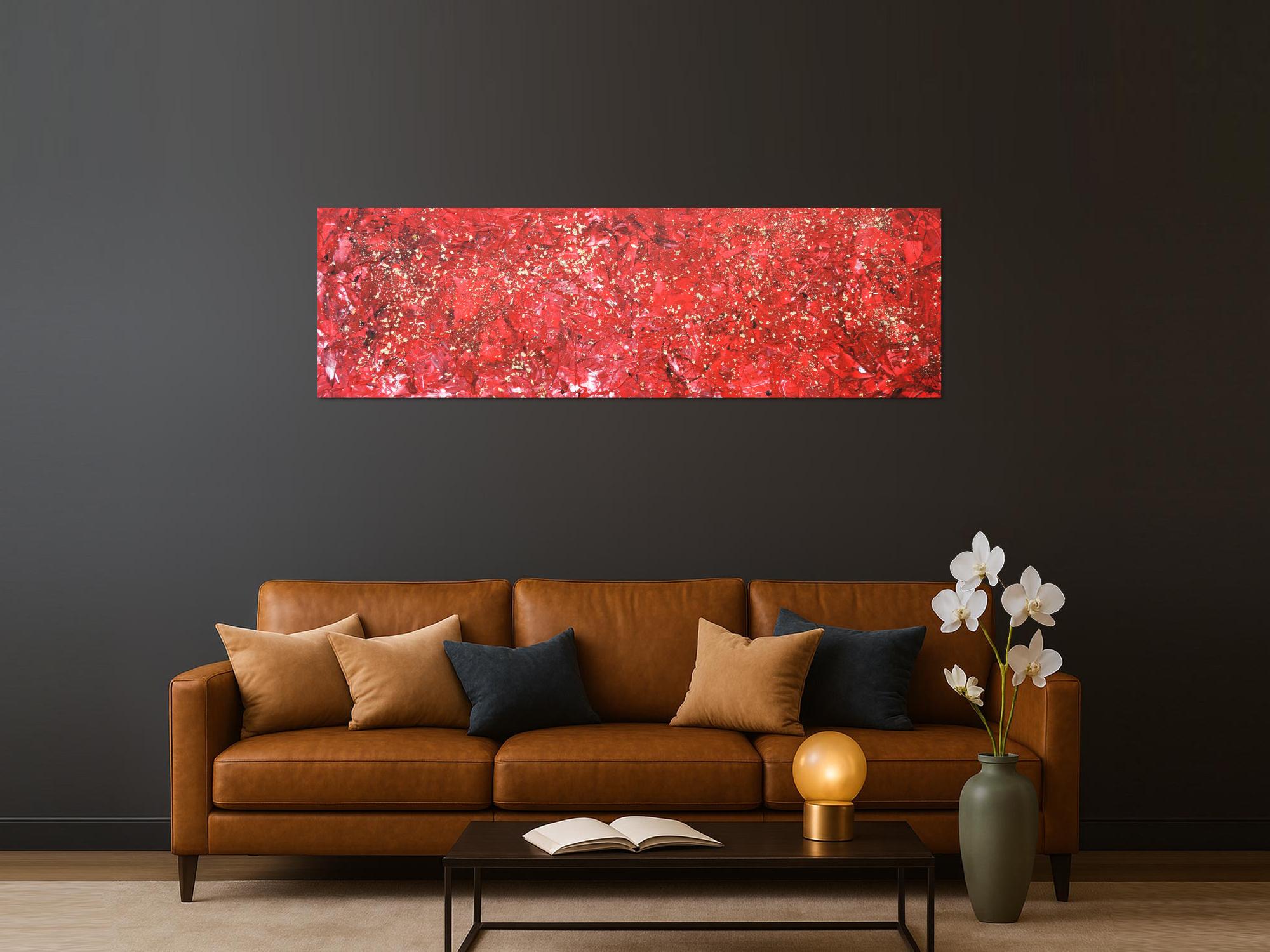 Abstraktes Acrylbild rot und gold sehr modern zeitgenössisch modern