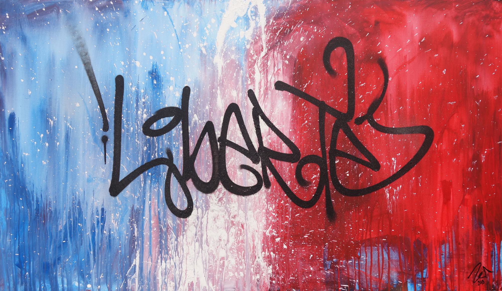 Abstraktes Acrylbild zeitgenössisch Action Painting Graffiti Tag Art Spray