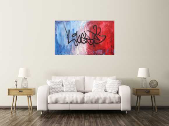 Abstraktes Acrylbild zeitgenössisch Action Painting Graffiti Tag Art Spray