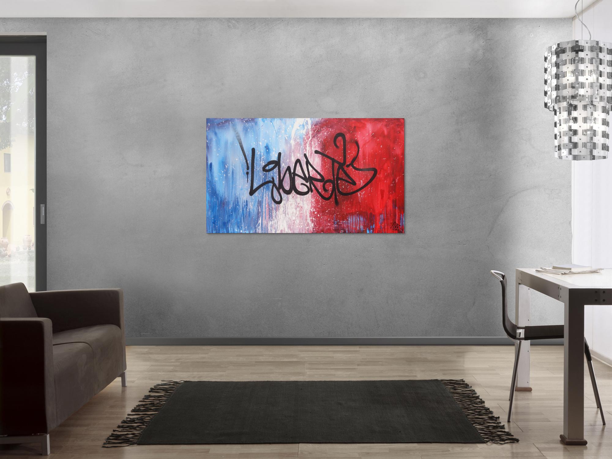 Abstraktes Acrylbild zeitgenössisch Action Painting Graffiti Tag Art Spray