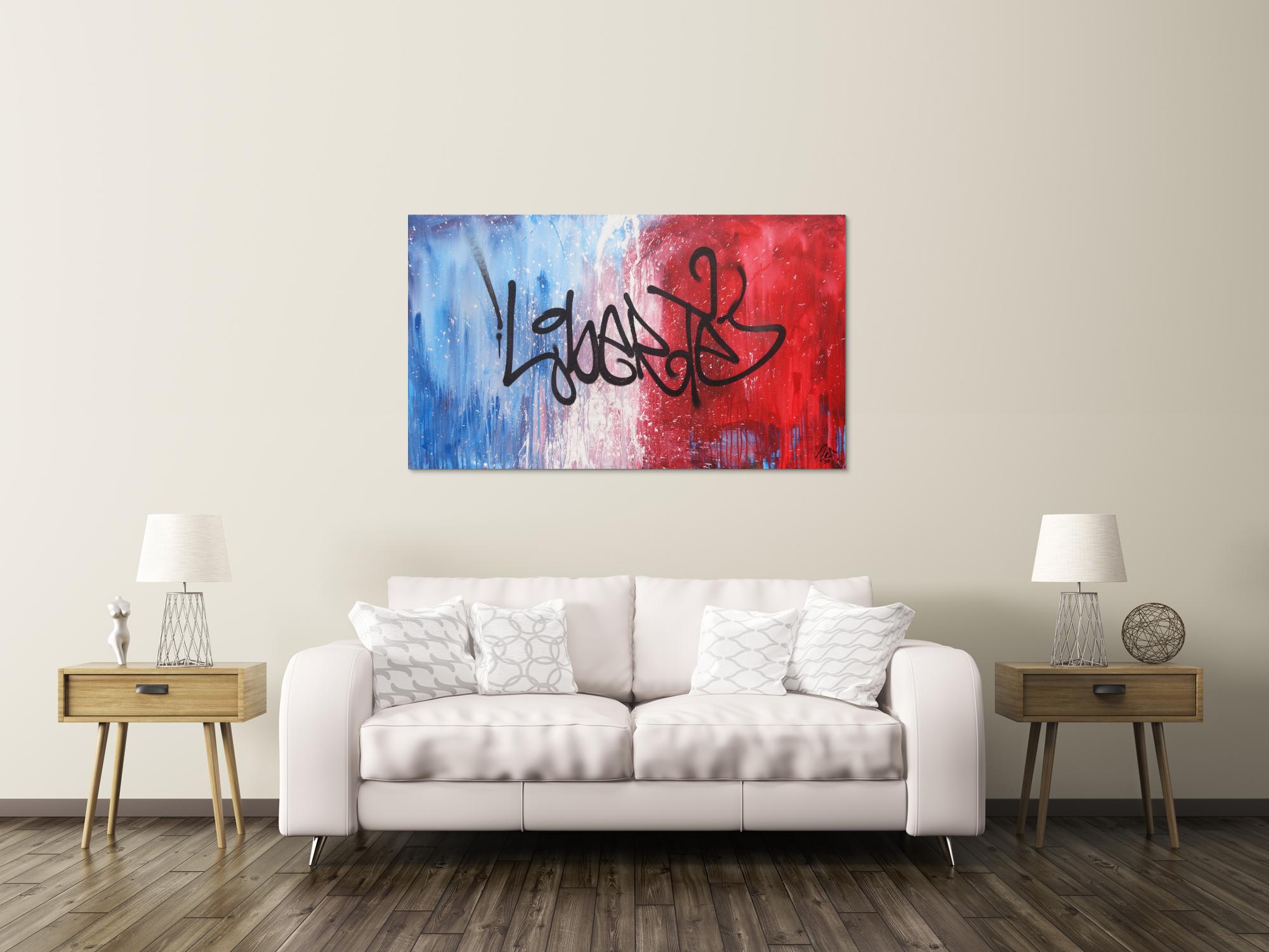 Abstraktes Acrylbild zeitgenössisch Action Painting Graffiti Tag Art Spray